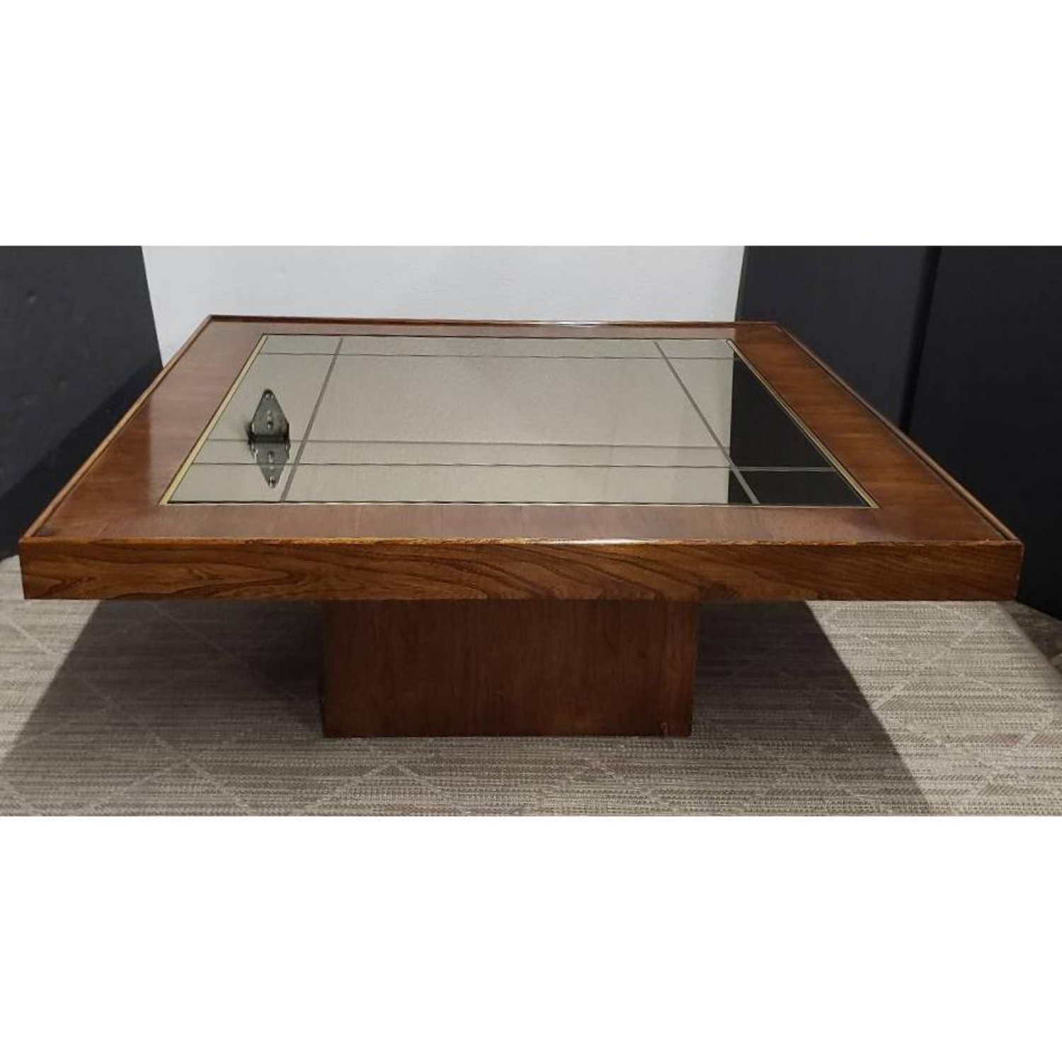 Free Delivery - Vintage Wood and Mirrored Glass Coffee Table - 38”x38”x15” Image #2 | Ivy Store