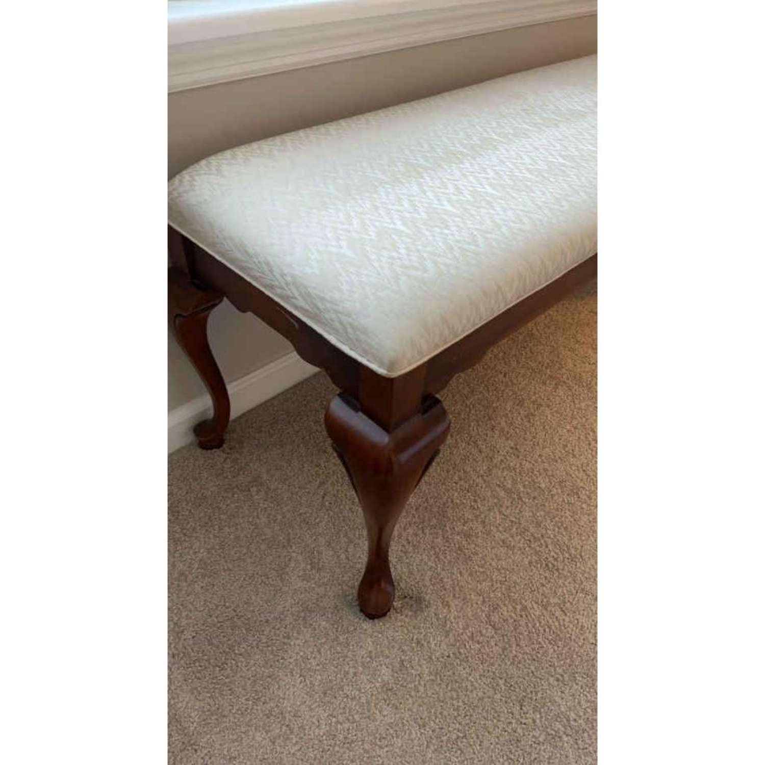 Free Delivery - Dixie Furniture Cream-Tone Upholstered Wooden Bench Image #2 | Ivy Store