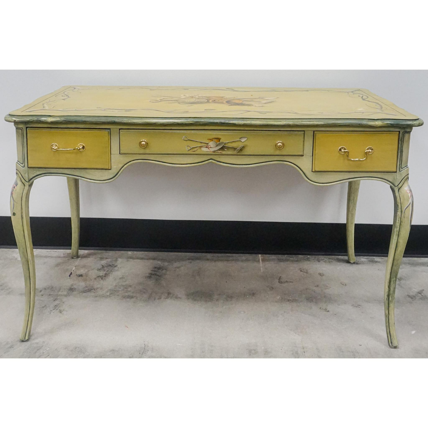 Free Delivery - Provincial Style Enamel Decorated Desk Image #1 | Ivy Store