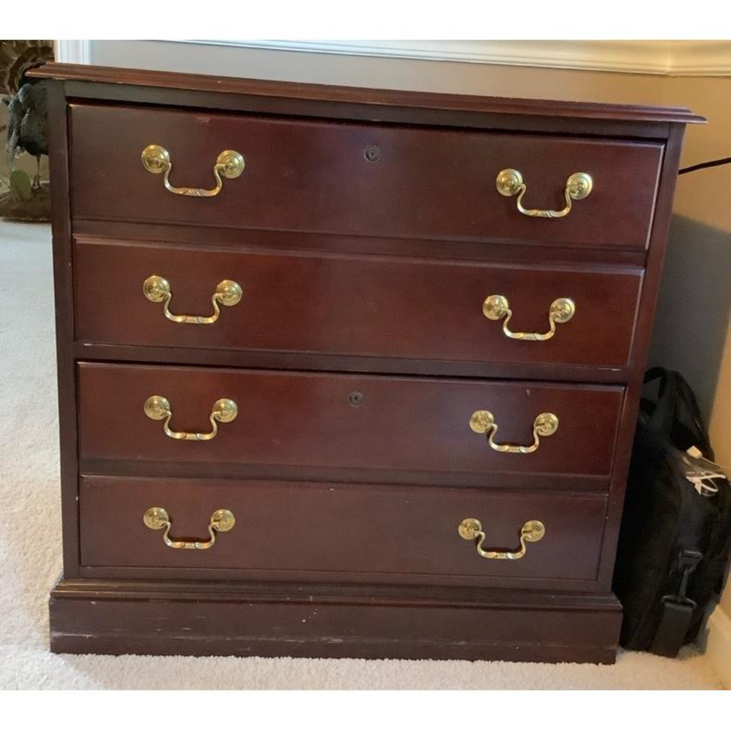 Free Delivery - Sturdy Wood Filing Cabinet With Brass Accents Image #1 | Ivy Store