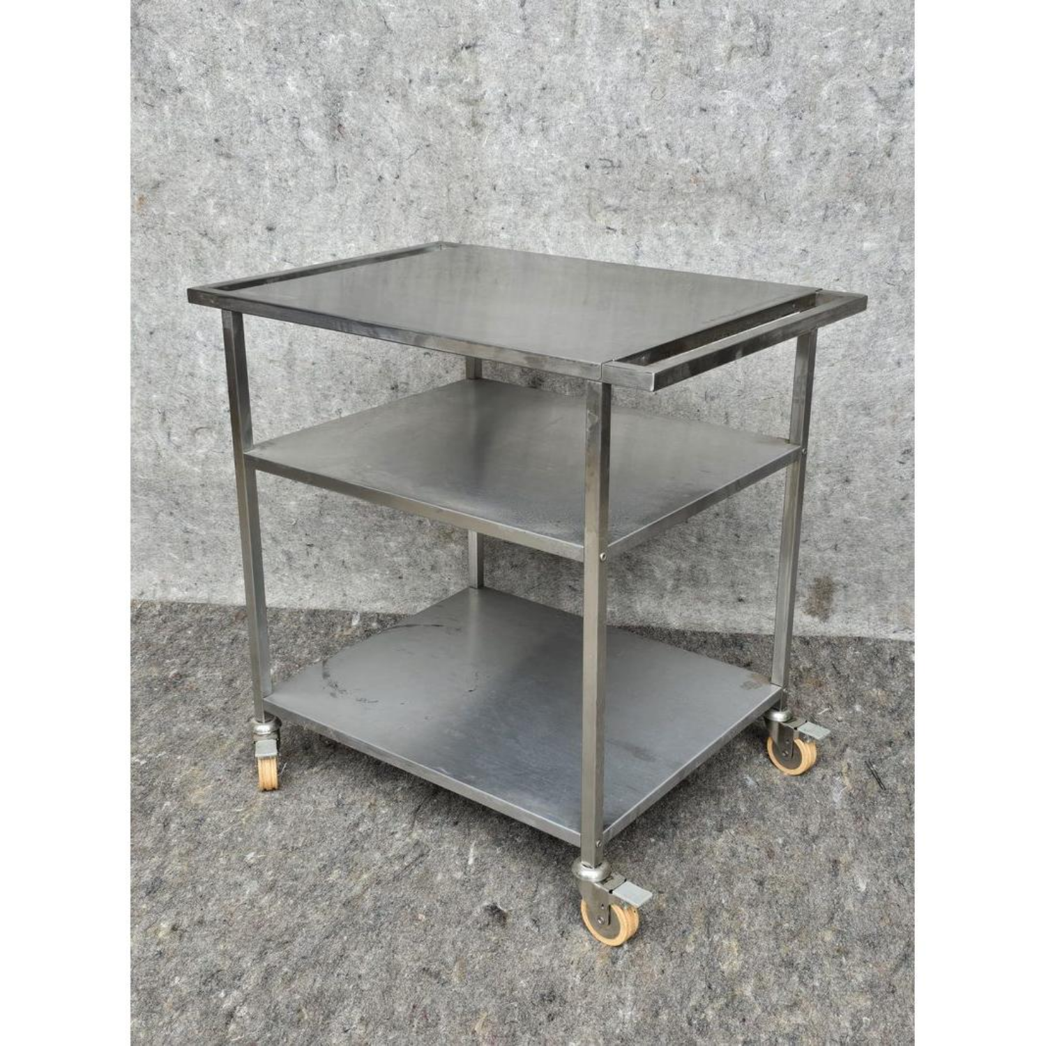 Free Delivery - Modern MCM Style Industrial Stainless Steel Rolling Bar Tea Cart image | Ivy Store