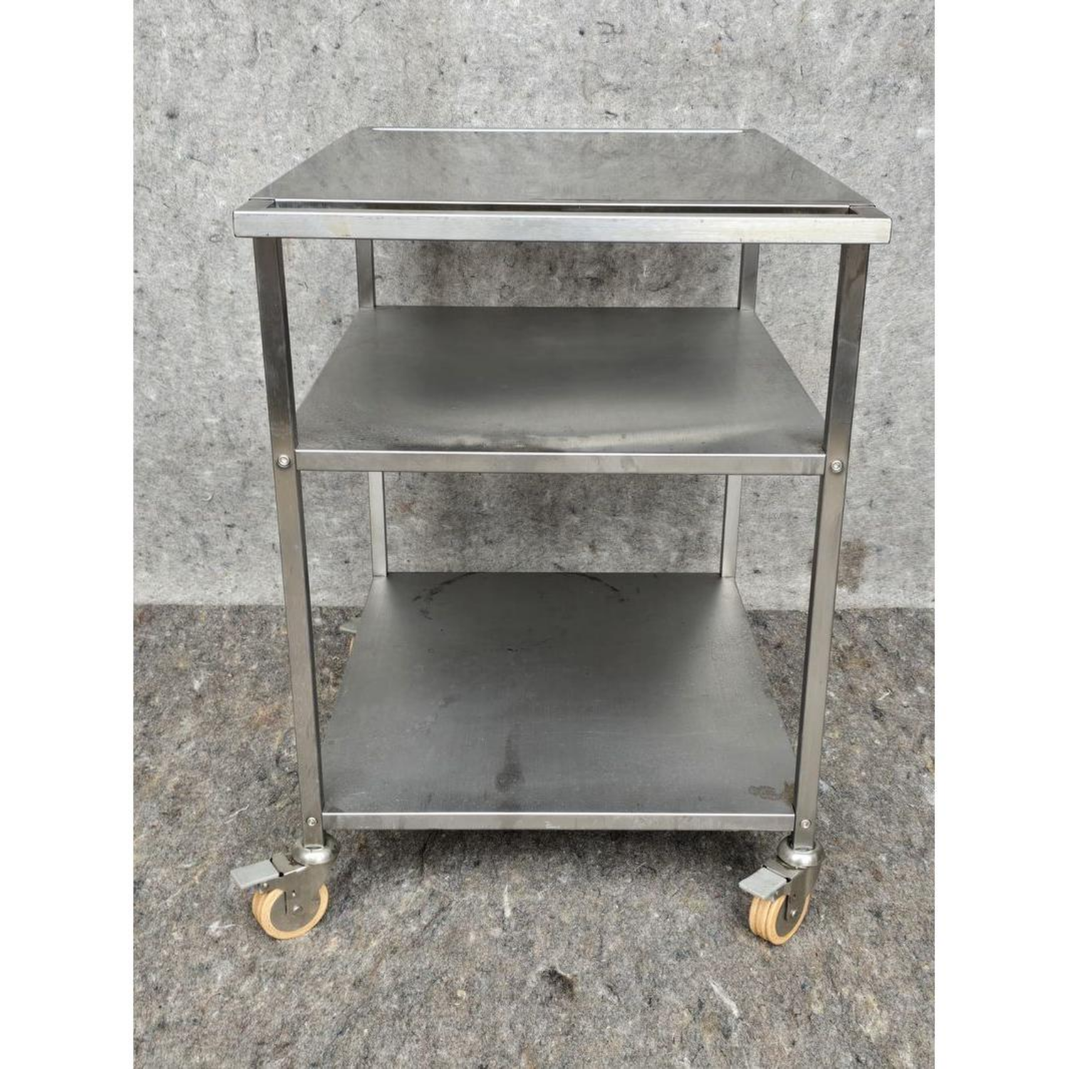 Free Delivery - Modern MCM Style Industrial Stainless Steel Rolling Bar Tea Cart image | Ivy Store