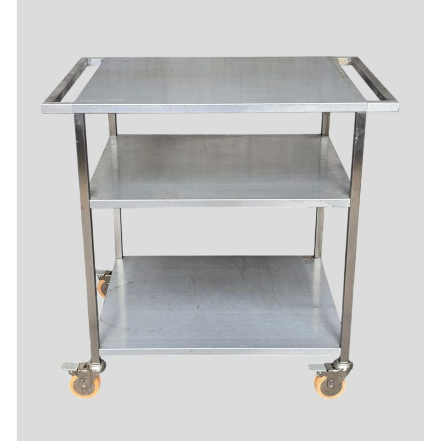 Free Delivery - Modern MCM Style Industrial Stainless Steel Rolling Bar Tea Cart image | Ivy Store