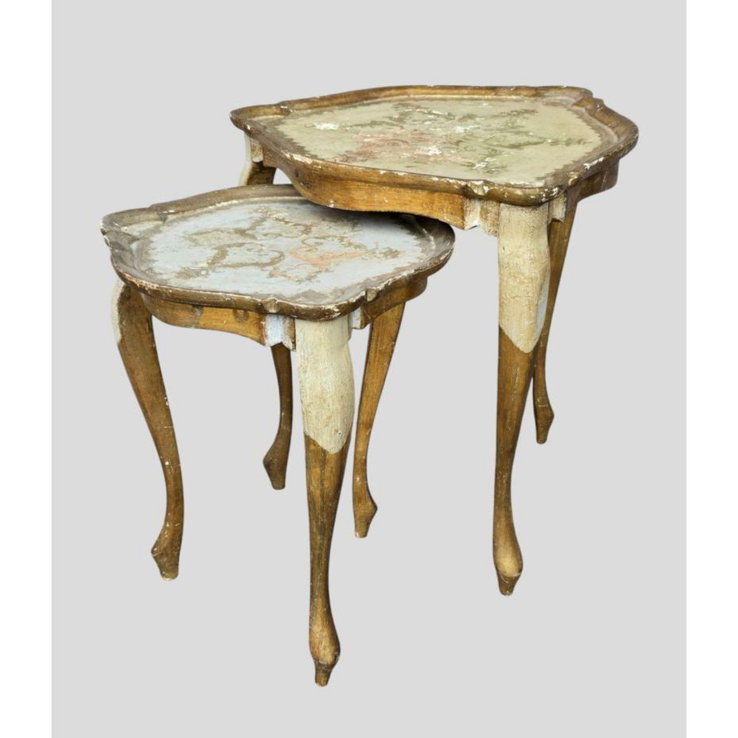 Free Delivery - 2 Vintage Fancy Italian Gilt Painted Nesting Stacking Tables Image #1 | Ivy Store