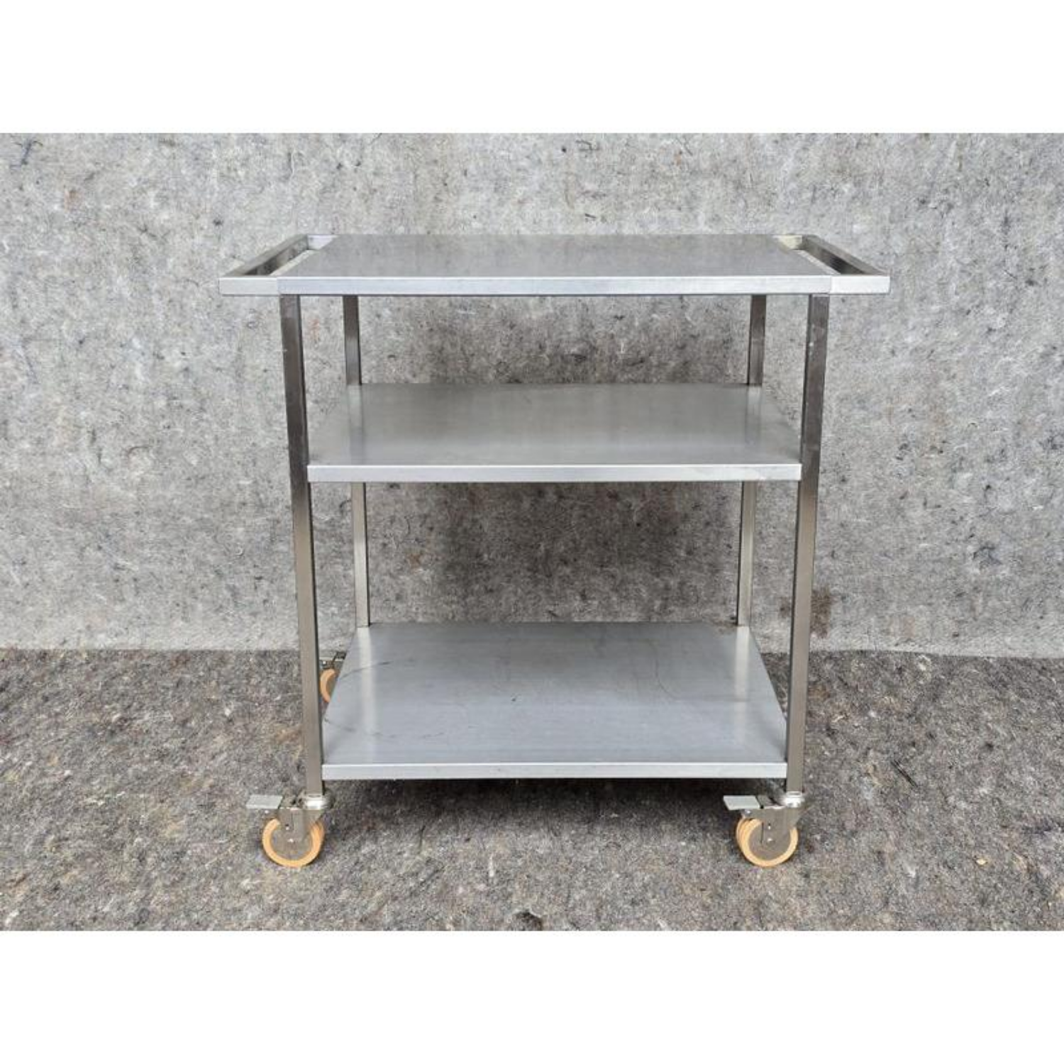 Free Delivery - Modern MCM Style Industrial Stainless Steel Rolling Bar Tea Cart image | Ivy Store