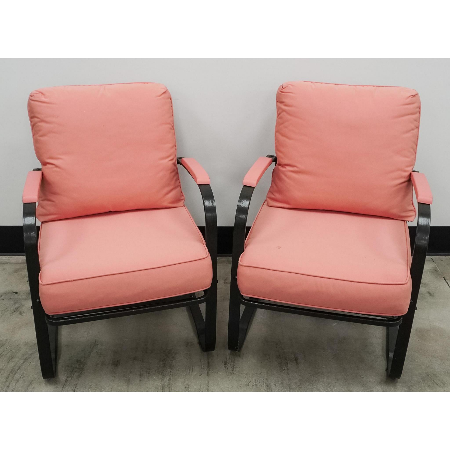 Free Delivery - Pair of Wrought Iron and Upholstered Spring Rocker Chairs Image #1 | Ivy Store