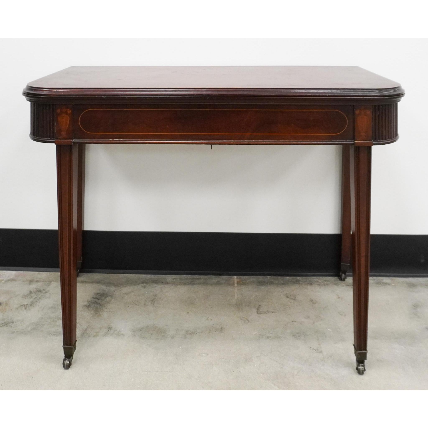 Free Delivery - Federal Style Satinwood Mahogany Fold Top Table Image #1 | Ivy Store