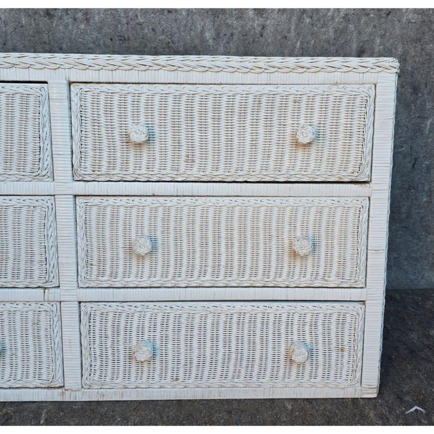 Free Delivery - Vintage Wicker Rattan Dresser with Six Spacious Drawers Image #2 | Ivy Store
