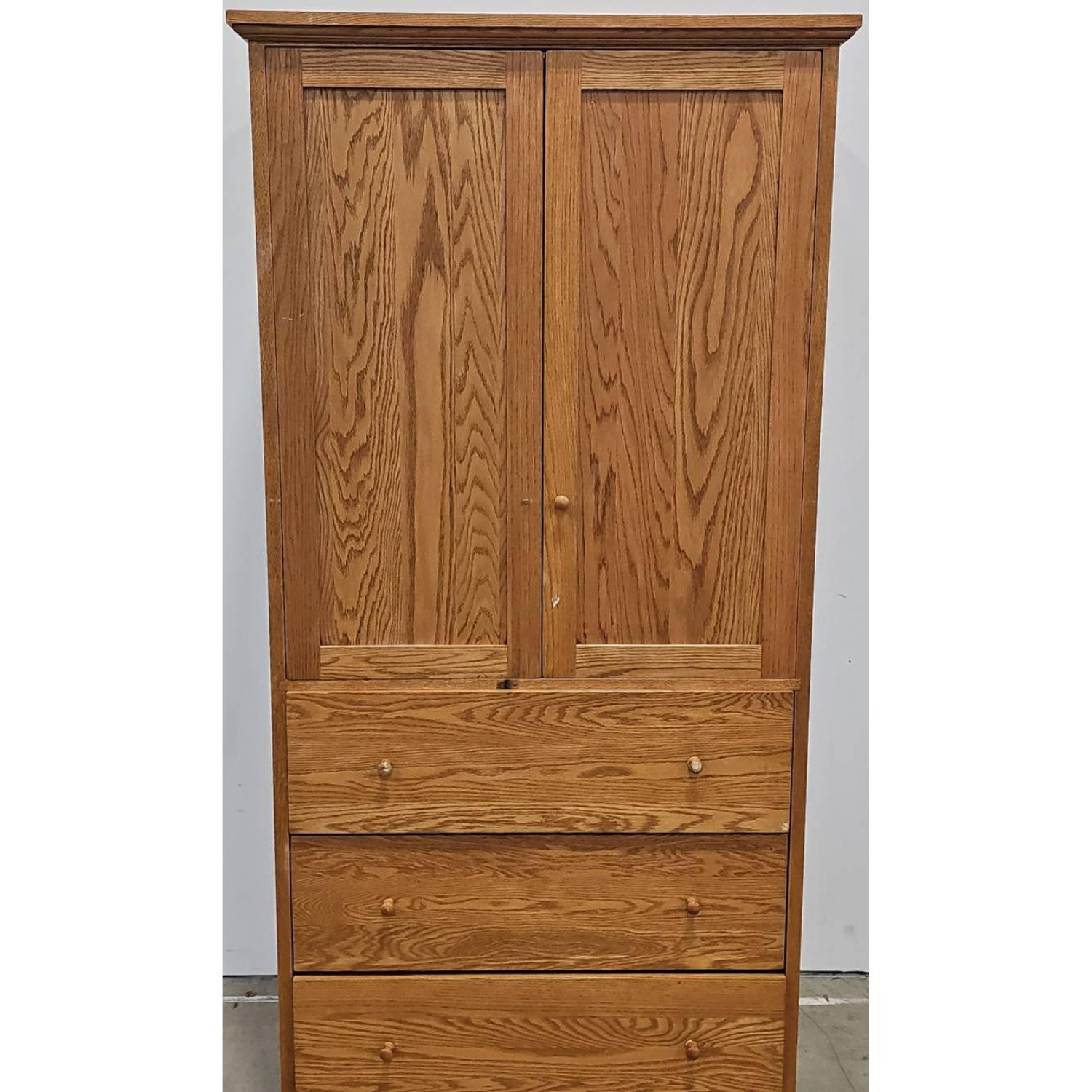 Free Delivery - Shaker Style Oak Armoire with Three Drawers Image #1 | Ivy Store