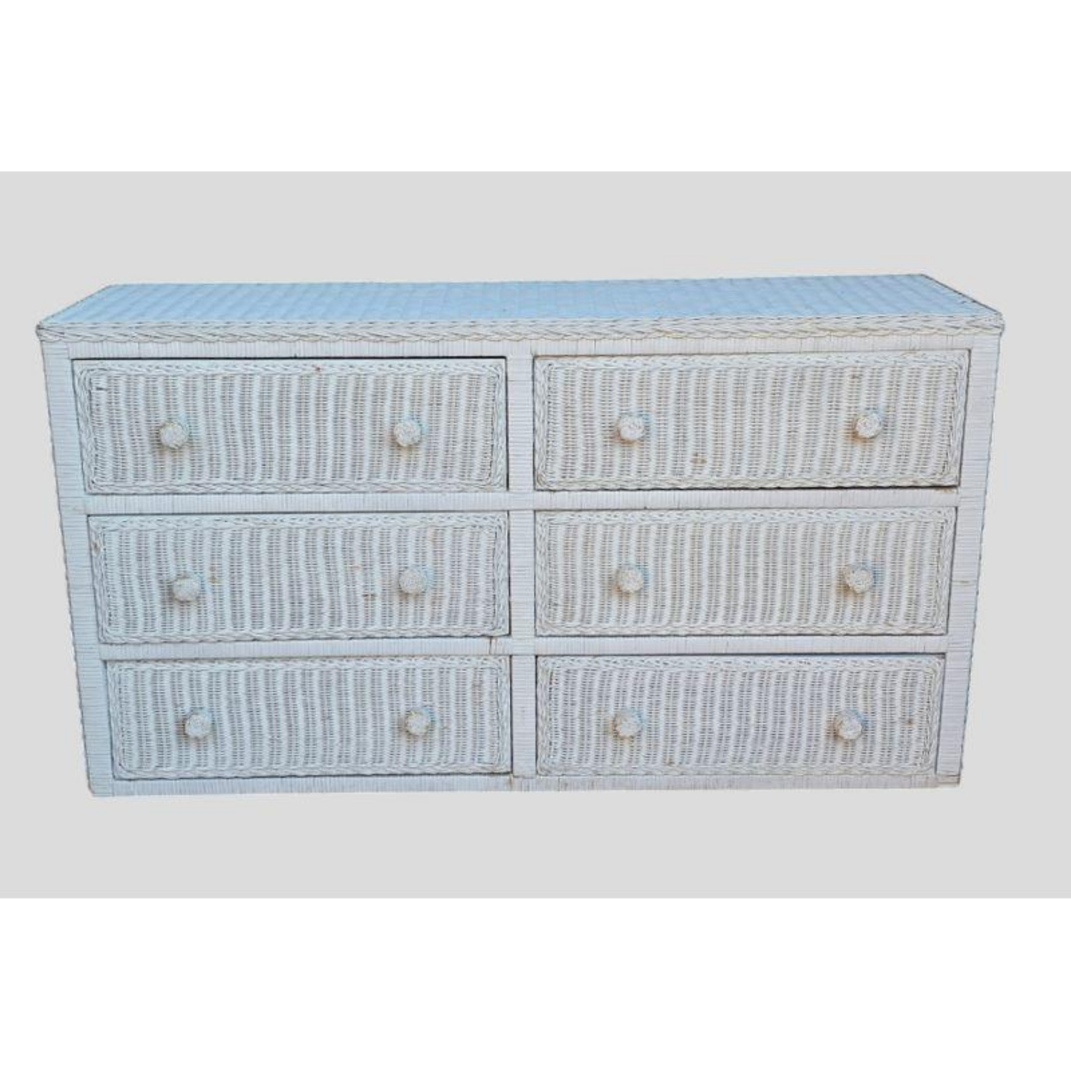Free Delivery - Vintage Wicker Rattan Dresser with Six Spacious Drawers Image #1 | Ivy Store