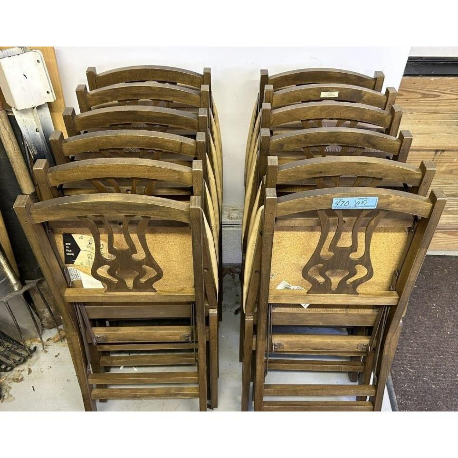 Free Delivery - Set of 12 Vintage Wooden Folding Chairs image | Ivy Store