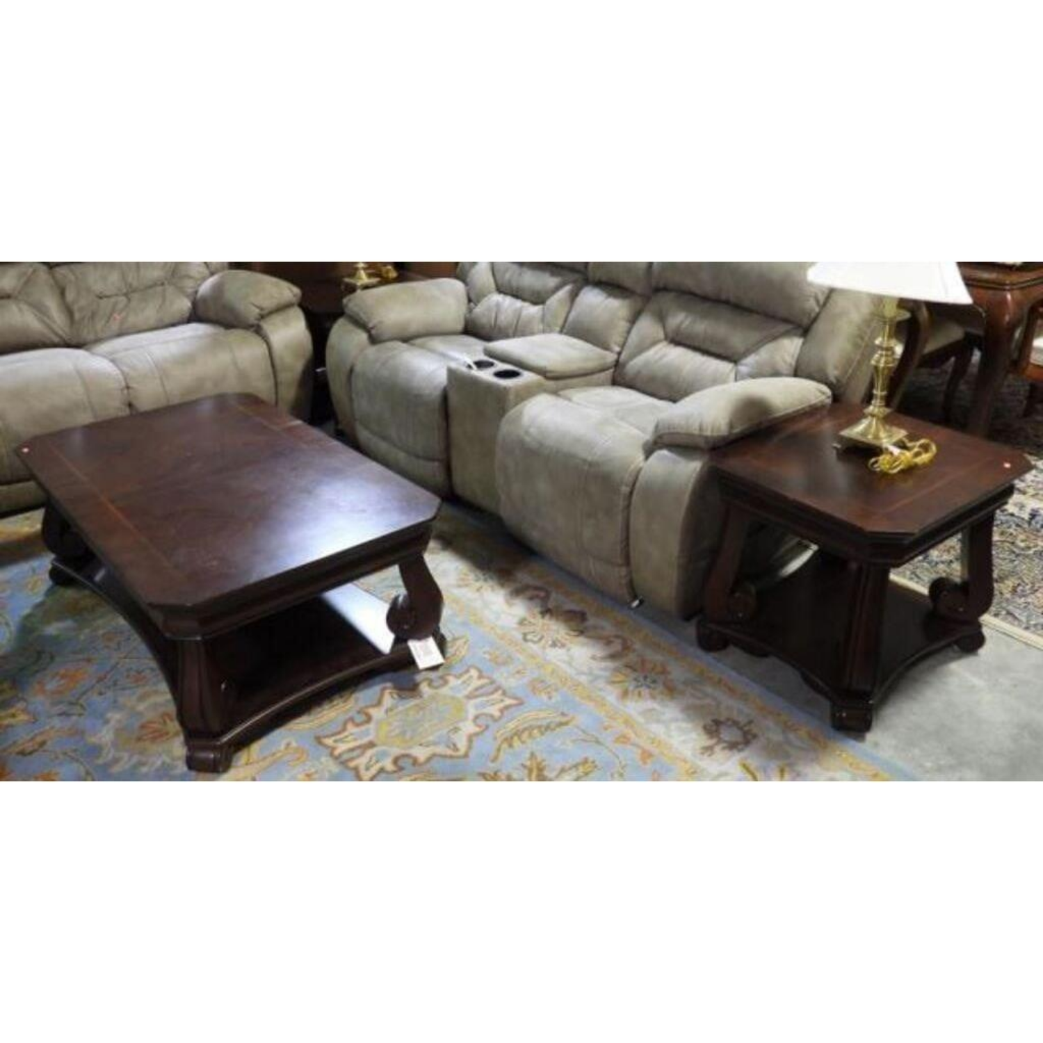 Free Delivery - Modern Cherry Finish Living Room Table Set with Storage Image #1 | Ivy Store