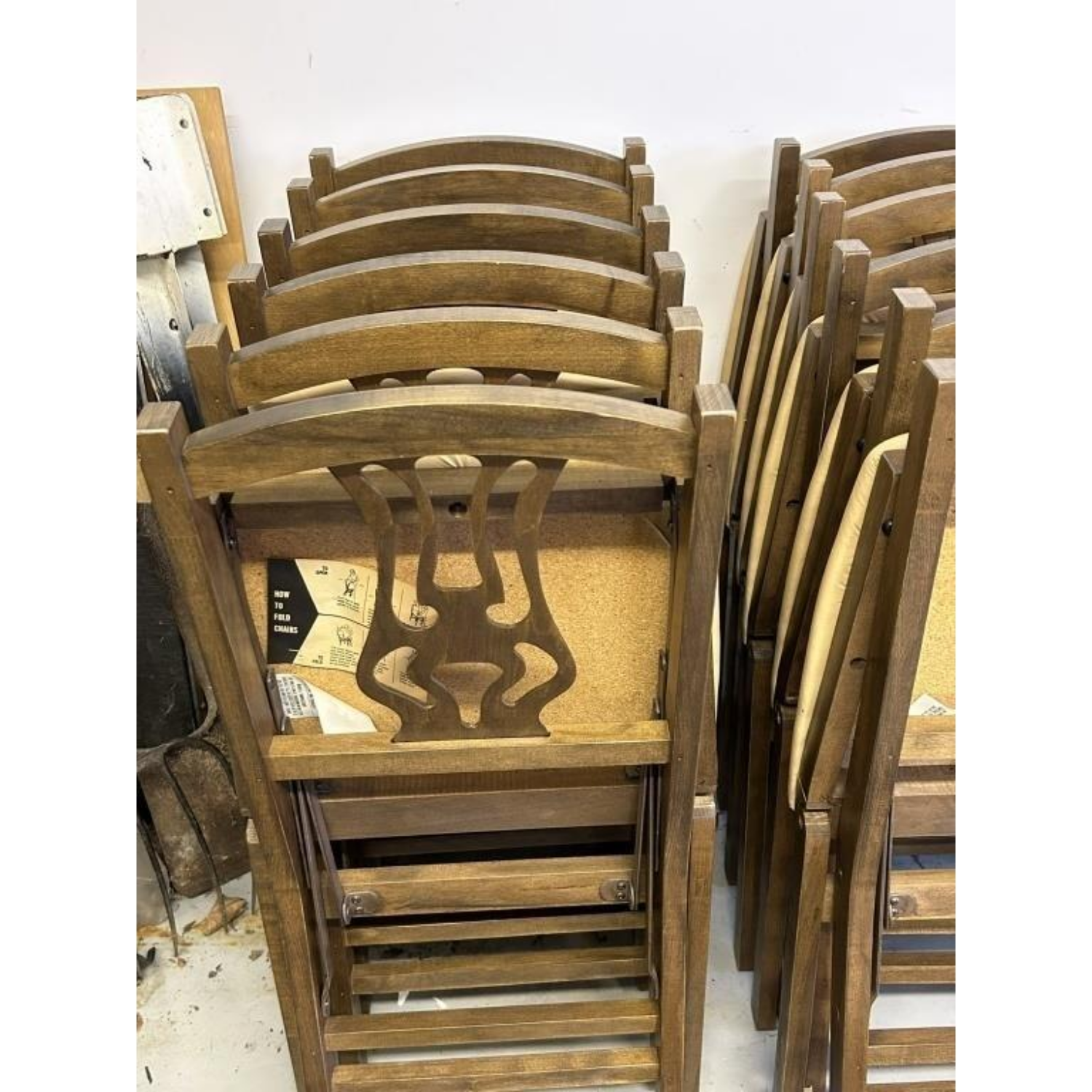 Free Delivery - Set of 12 Vintage Wooden Folding Chairs image | Ivy Store