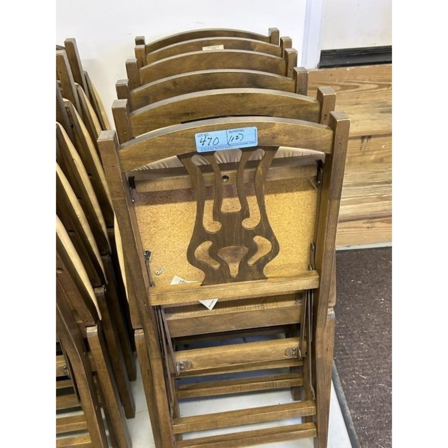 Free Delivery - Set of 12 Vintage Wooden Folding Chairs image | Ivy Store