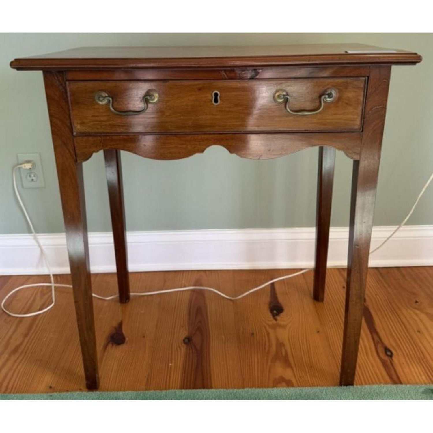 Free Delivery - Antique Mahogany One Drawer Table with Shaped Skirt Image #1 | Ivy Store