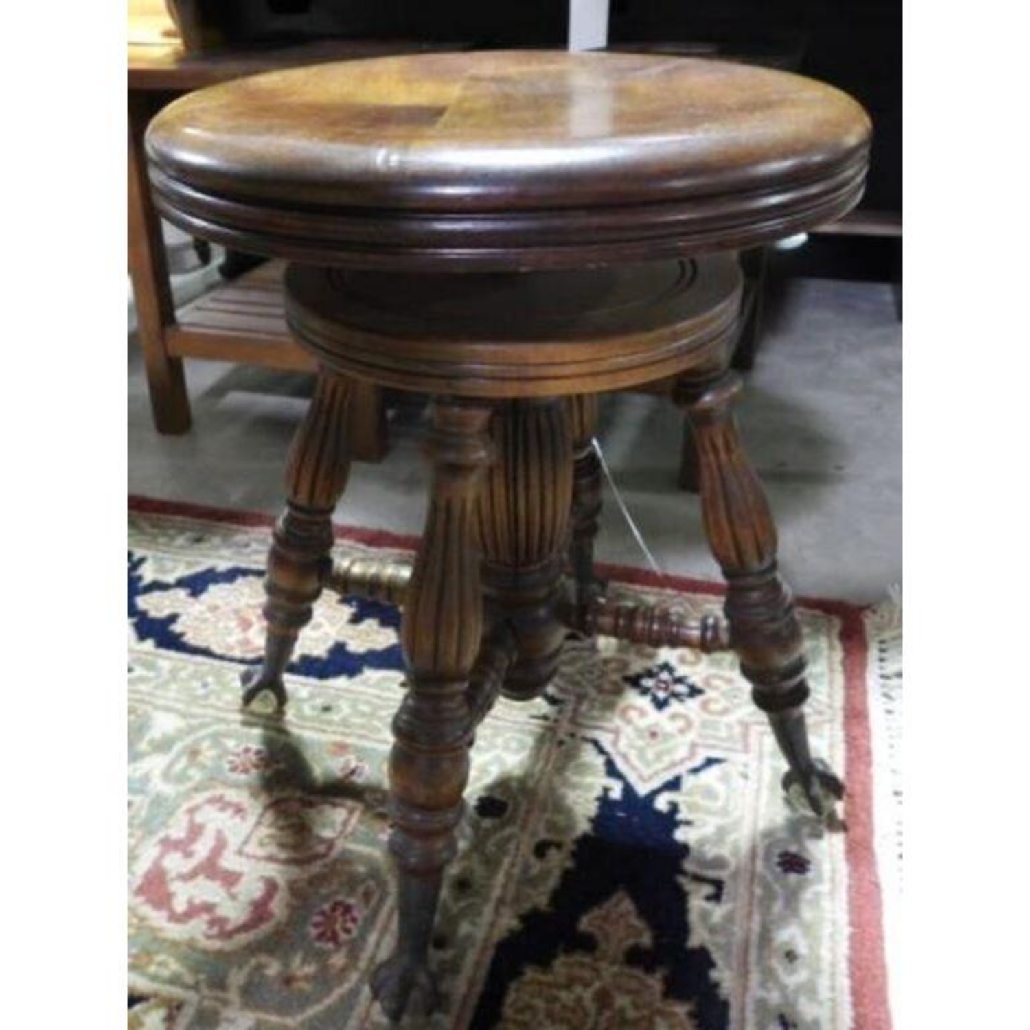 Free Delivery - Antique Piano Stool with Glass Ball Claw Feet Image #1 | Ivy Store