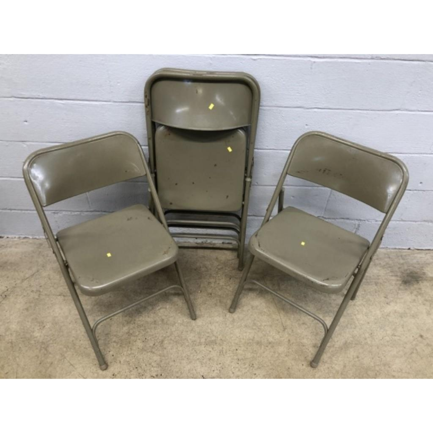 Free Delivery - Metal Folding Chairs Set of Four Vintage Utility Seating Portable image | Ivy Store