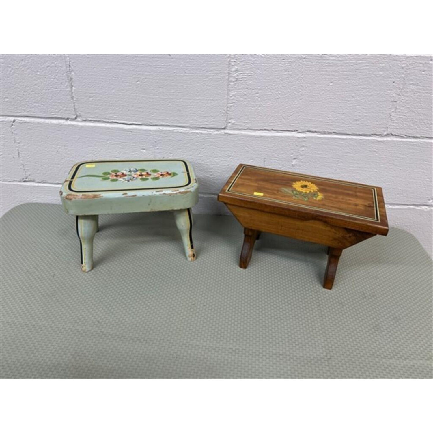 Free Delivery - Vintage Decorated Stools Set of Two Unique Painted Stools Image #1 | Ivy Store