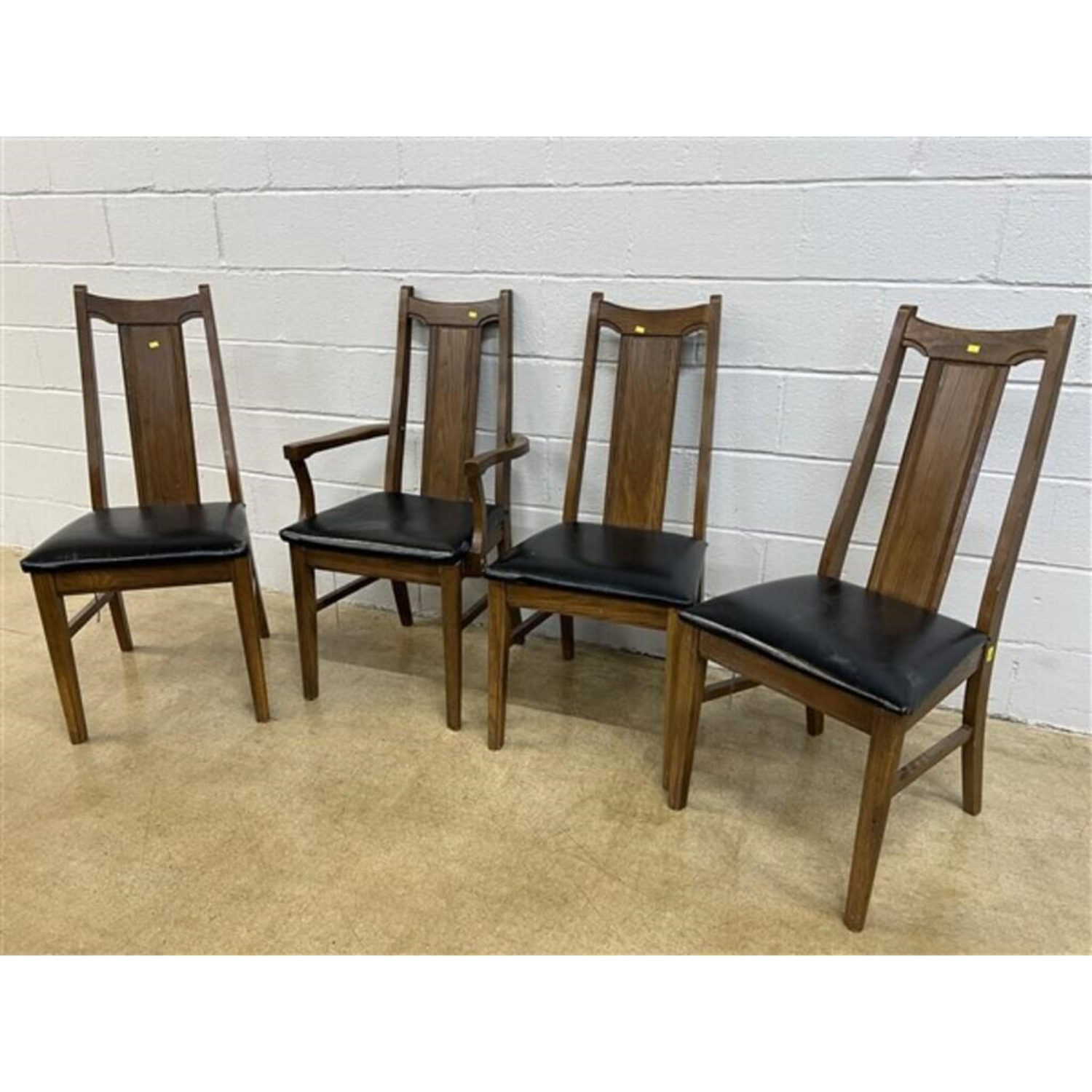 Free Delivery - Vintage Set of 4 Dining Room Chairs Black Leather Seats Image #1 | Ivy Store