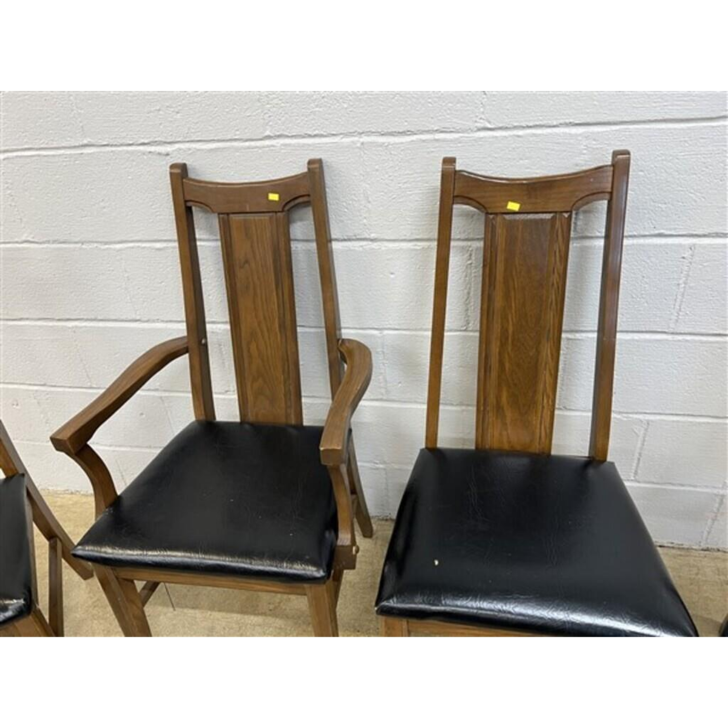 Free Delivery - Vintage Set of 4 Dining Room Chairs Black Leather Seats Image #2 | Ivy Store