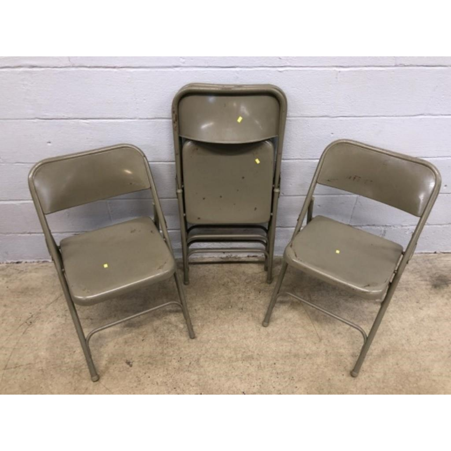 Free Delivery - Metal Folding Chairs Set of Four Vintage Utility Seating Portable image | Ivy Store