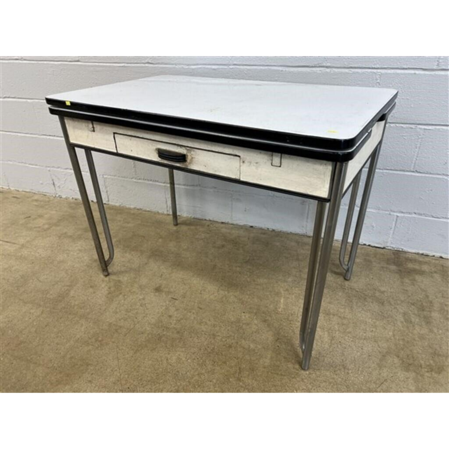 Free Delivery - Vintage Enamel Top Extension Table with Drawer MCM Mid Century Modern Image #1 | Ivy Store