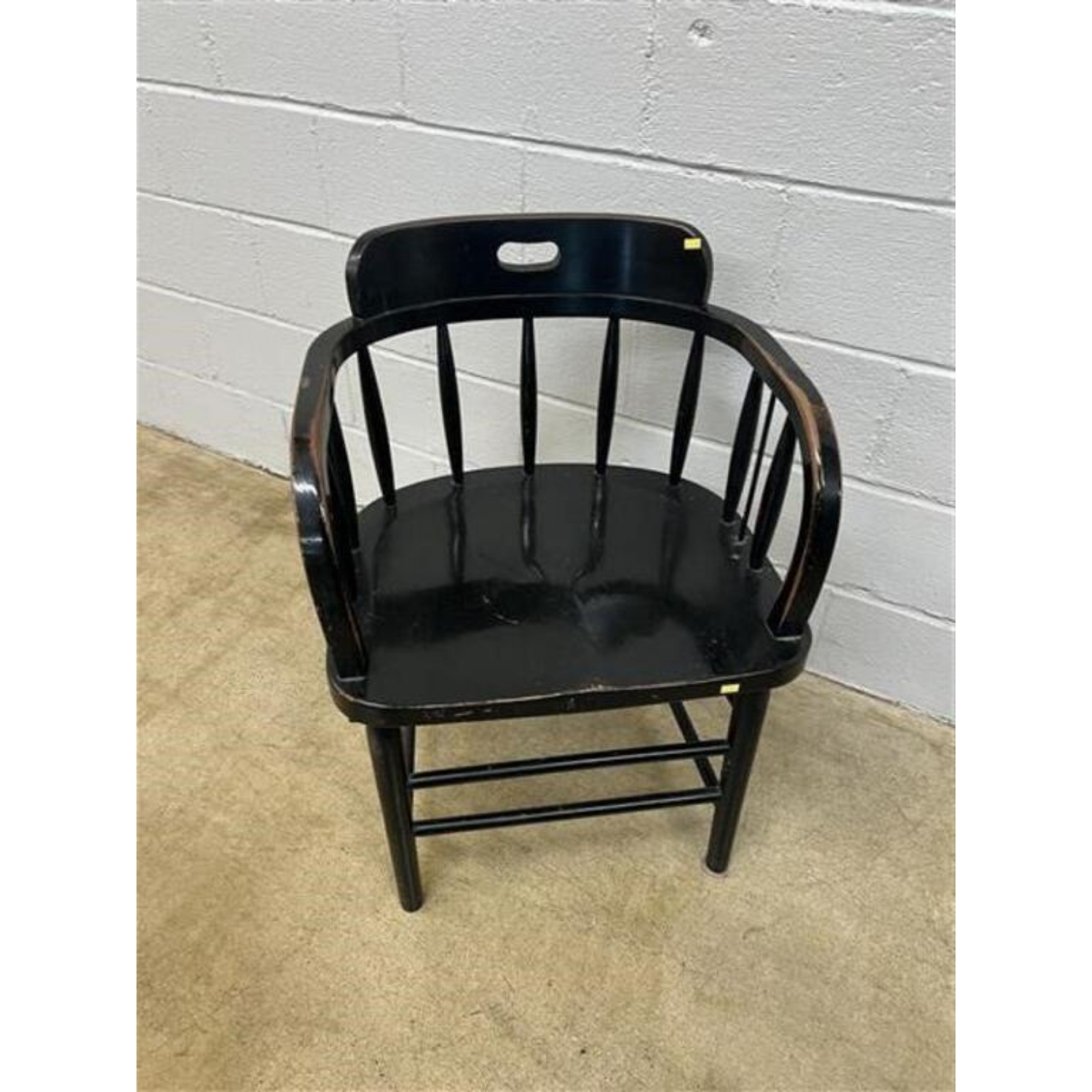 Free Delivery - Vintage Wooden Arm Chair Black Finish Retro Accent Furniture Image #2 | Ivy Store