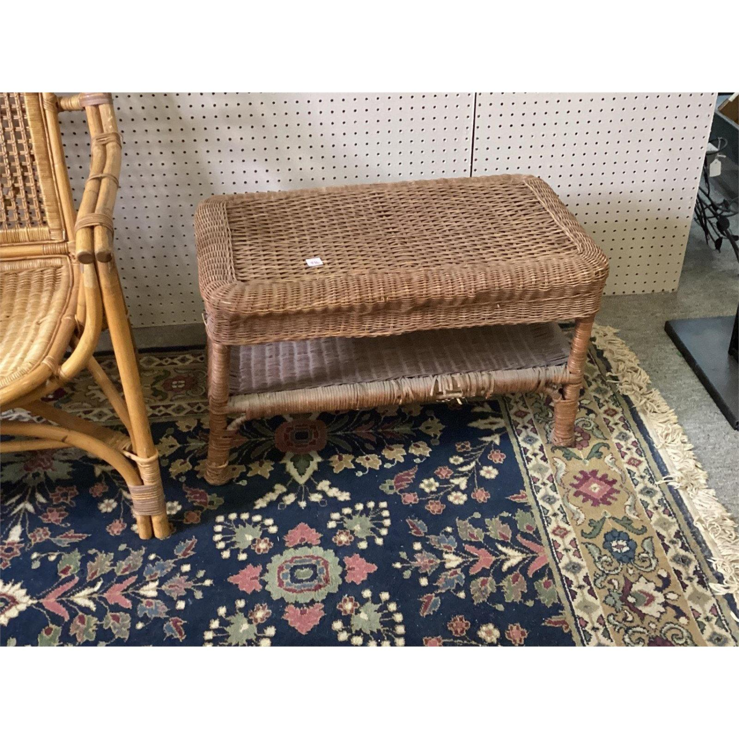 Free Delivery - Vintage Wicker Coffee Table with Shelf Rustic Boho Chic Design Image #1 | Ivy Store