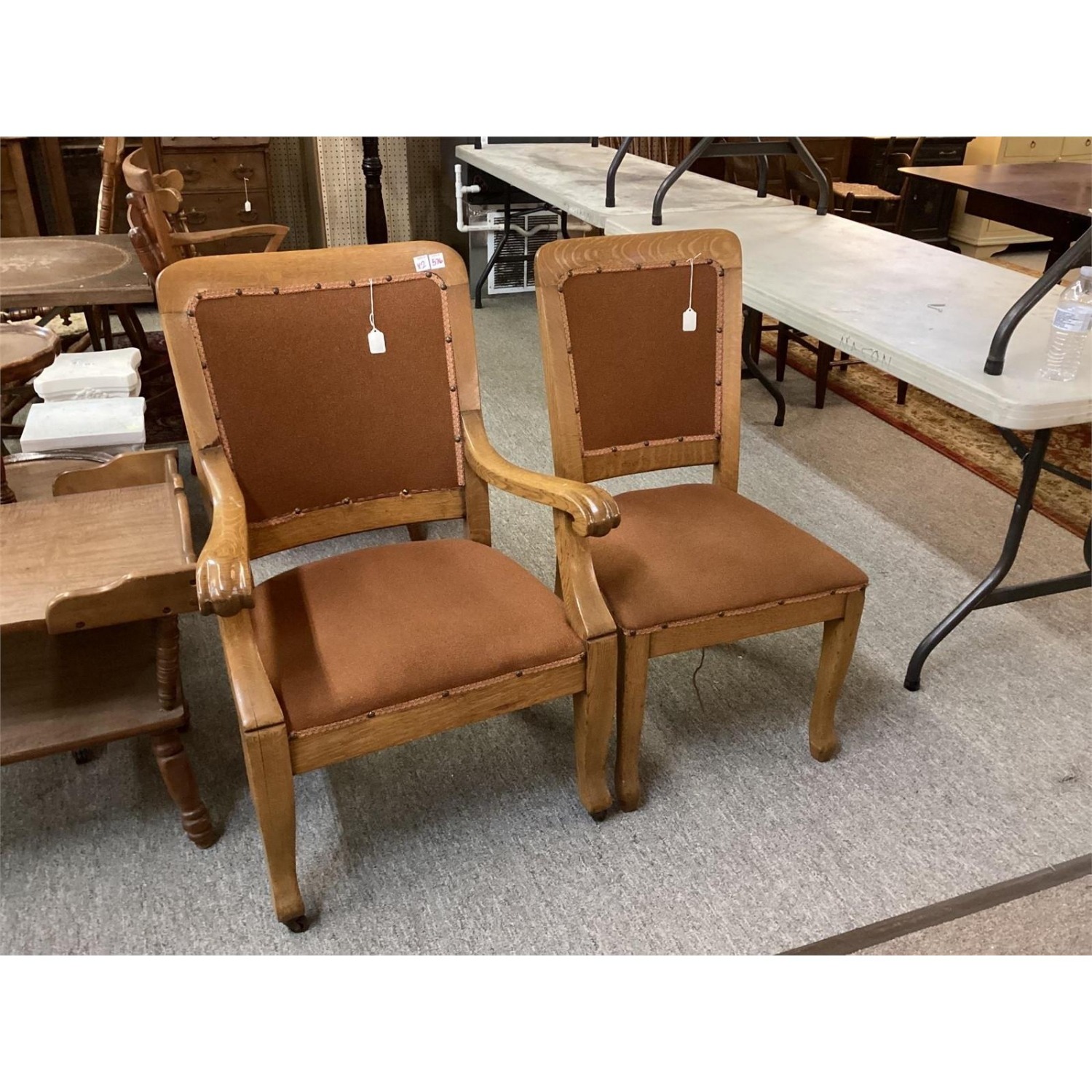 Free Delivery - Vintage Oak Side Chairs Set of Two Upholstered Dining Chairs Image #1 | Ivy Store