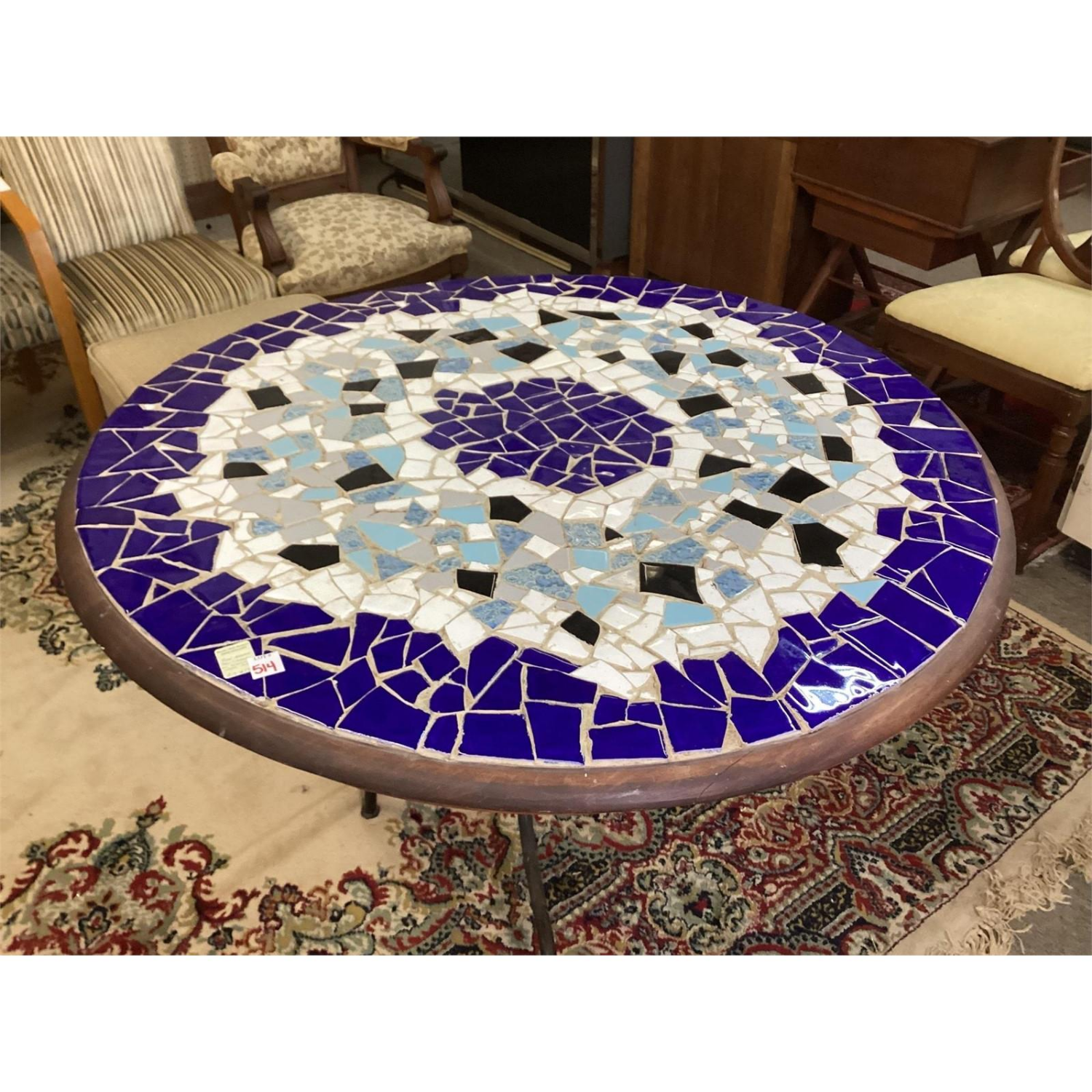Free Delivery - Mosaic Top Table with Metal Legs Vintage Round Accent Table Image #2 | Ivy Store