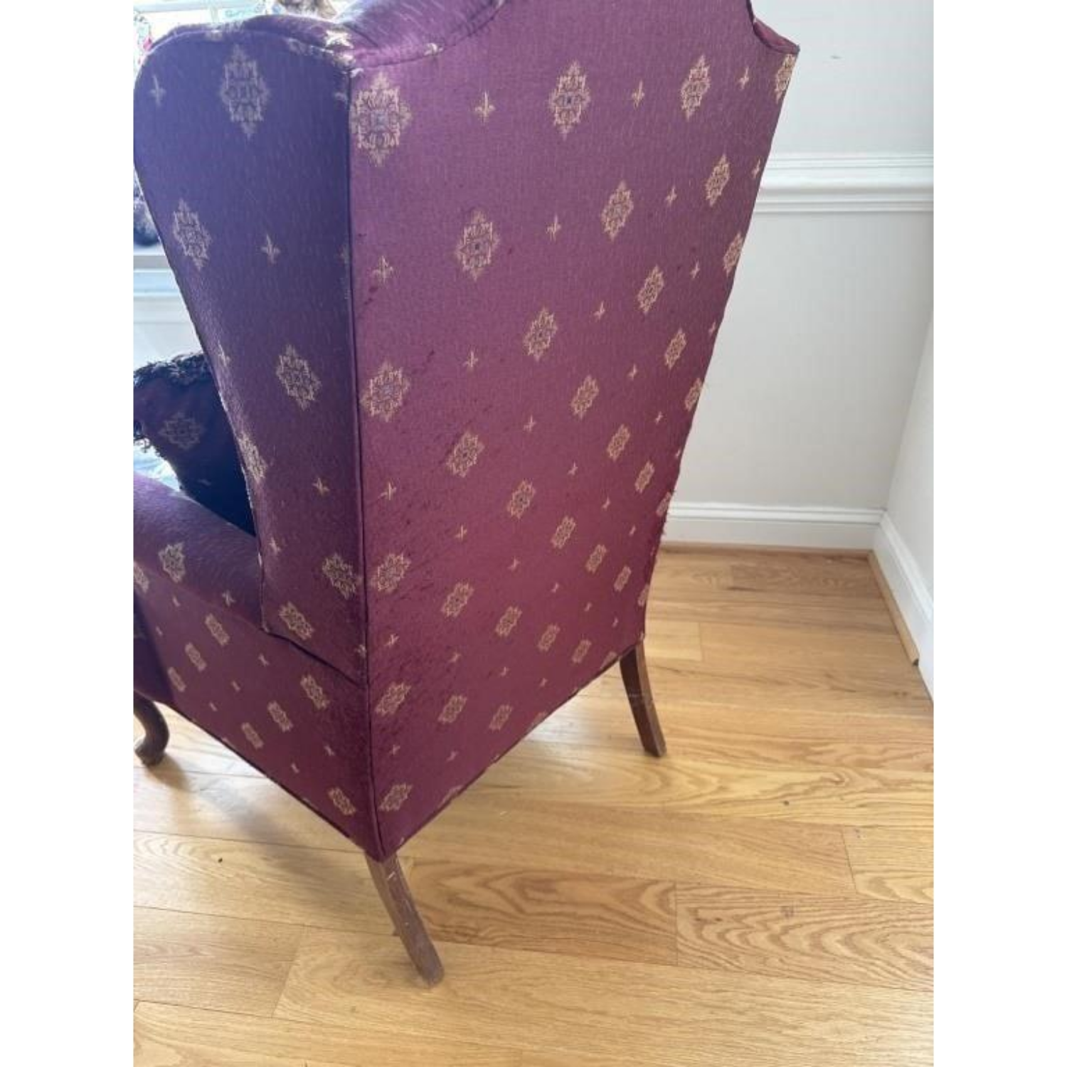 Free Delivery - Vintage Wingback Chair with Large Cushion Red Fabric image | Ivy Store
