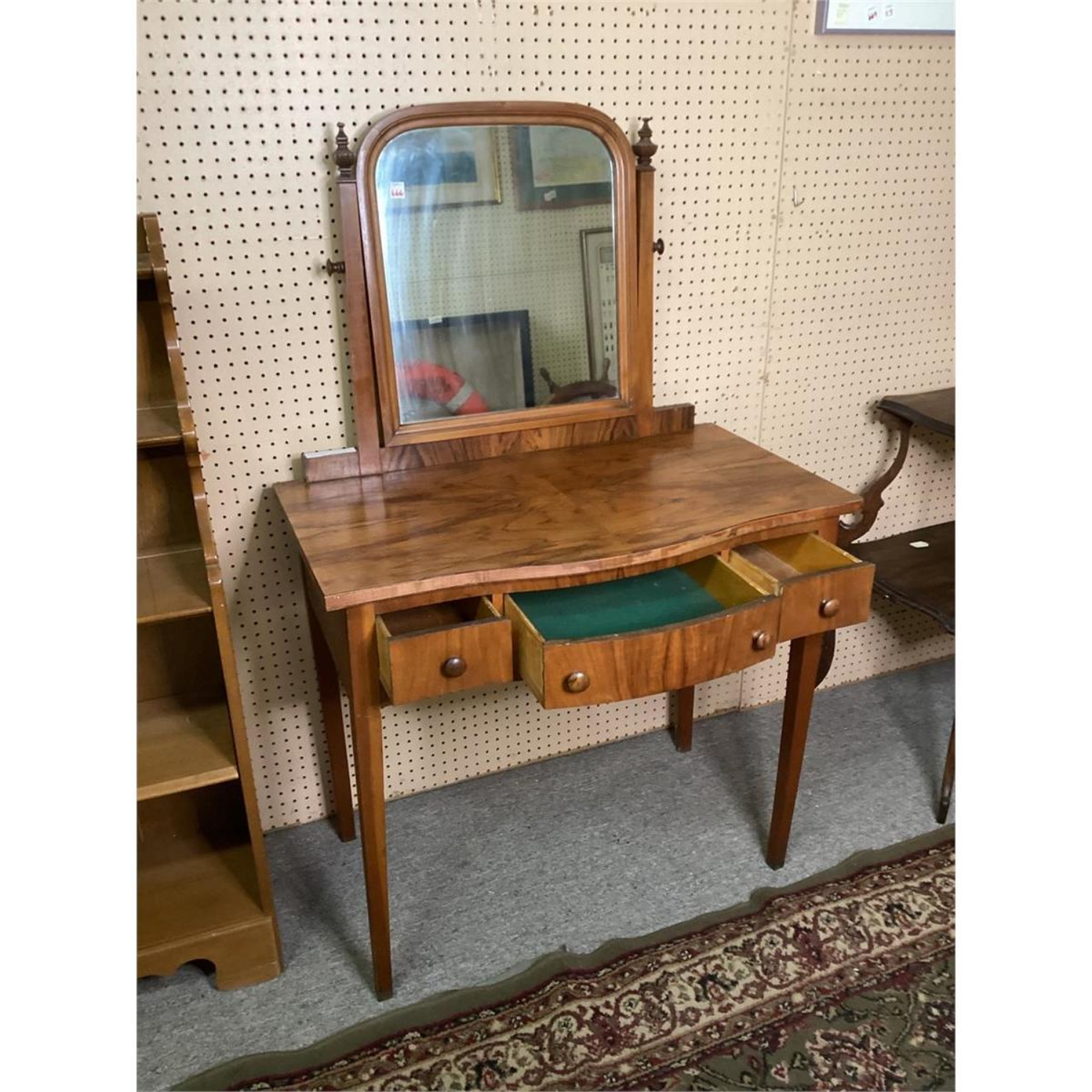 Free Delivery - Antique Vanity Table with Mirror Elegant Wood Finish Storage Image #2 | Ivy Store