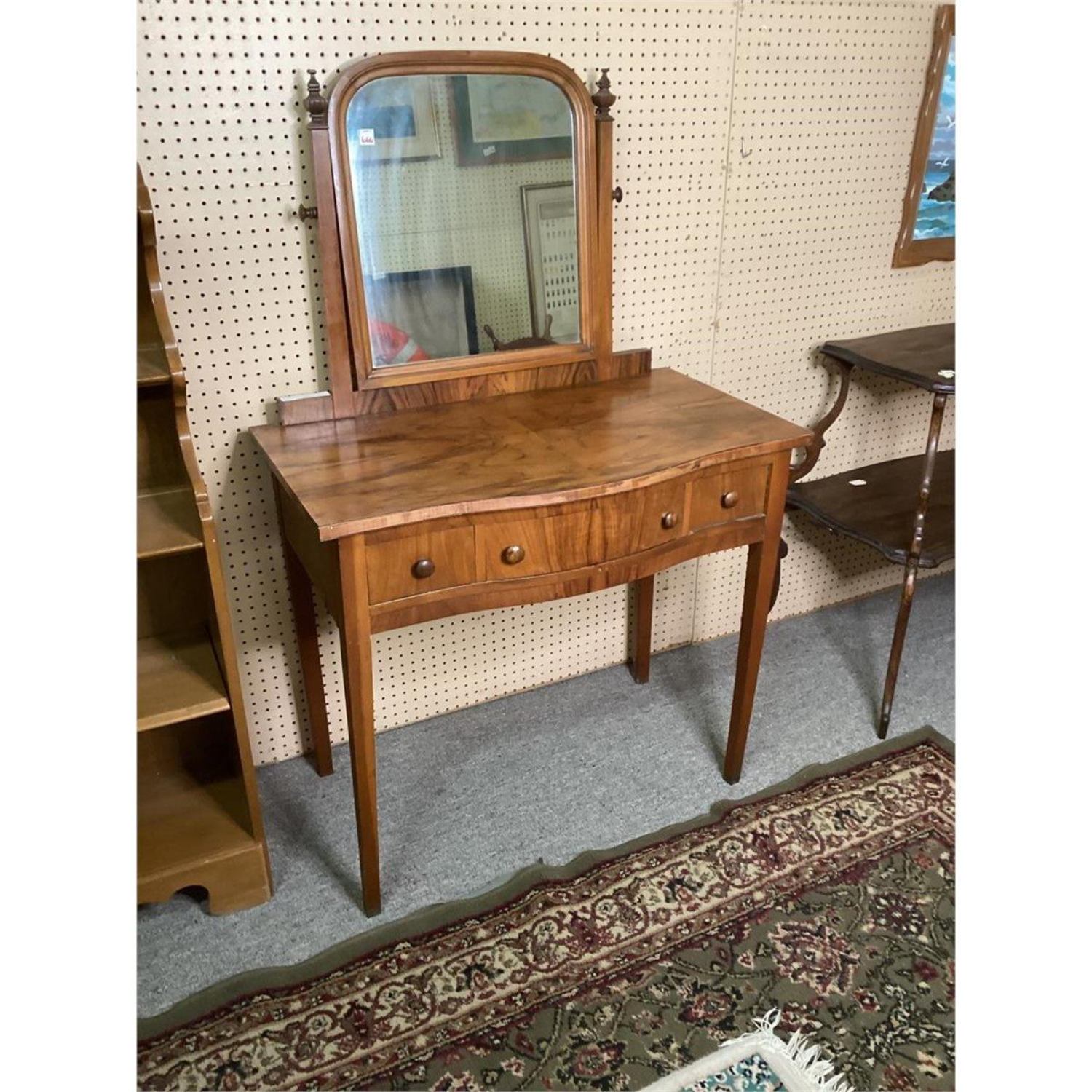 Free Delivery - Antique Vanity Table with Mirror Elegant Wood Finish Storage Image #1 | Ivy Store