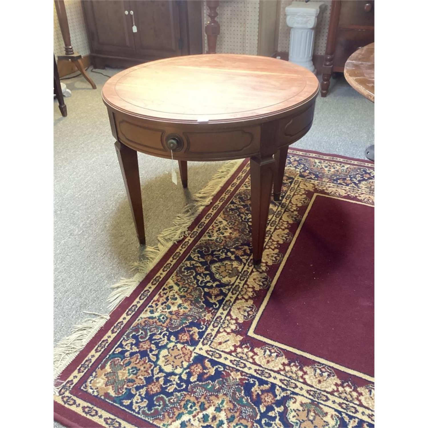 Free Delivery - Vintage Drum Table Round Side Table with Storage Drawer image | Ivy Store