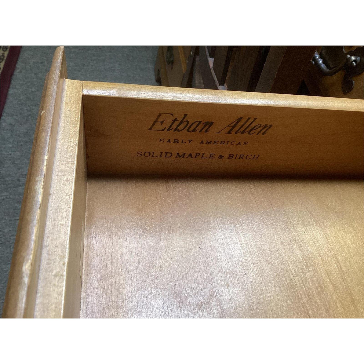 Free Delivery - Vintage Ethan Allen Maple and Birch Writing Desk with Chair Image #2 | Ivy Store