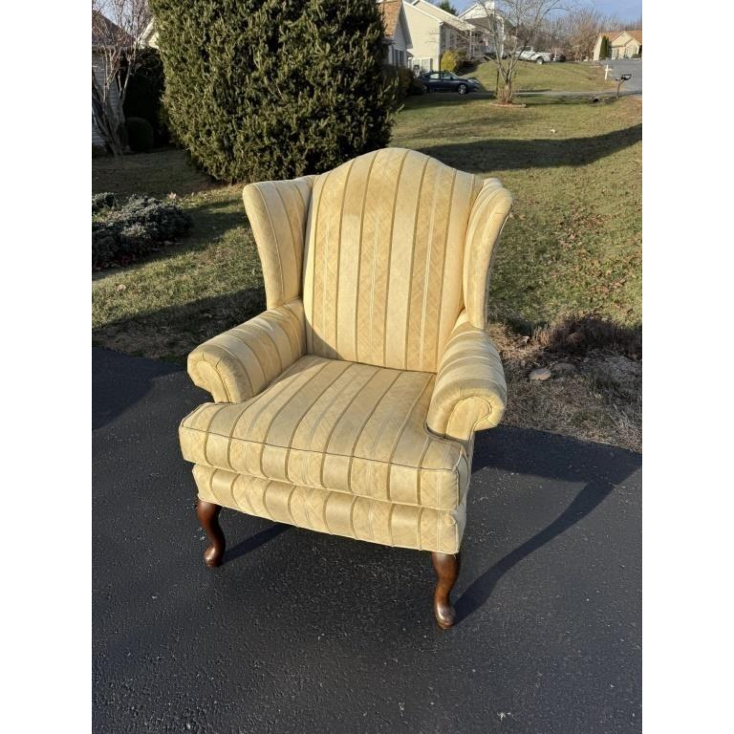 Free Delivery - Queen Anne Style Vintage Chair Upholstered Wingback Seating Furniture Image #1 | Ivy Store