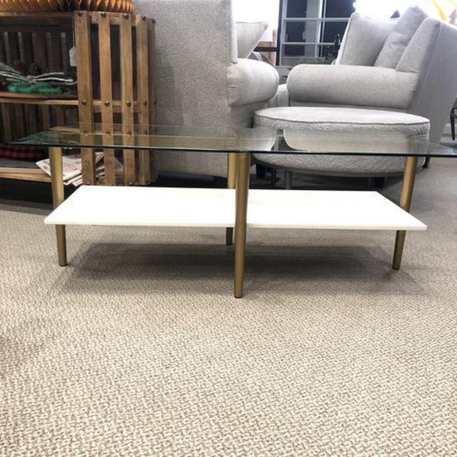 Free Delivery - Gold and White Modern Coffee Table Image #1 | Ivy Store