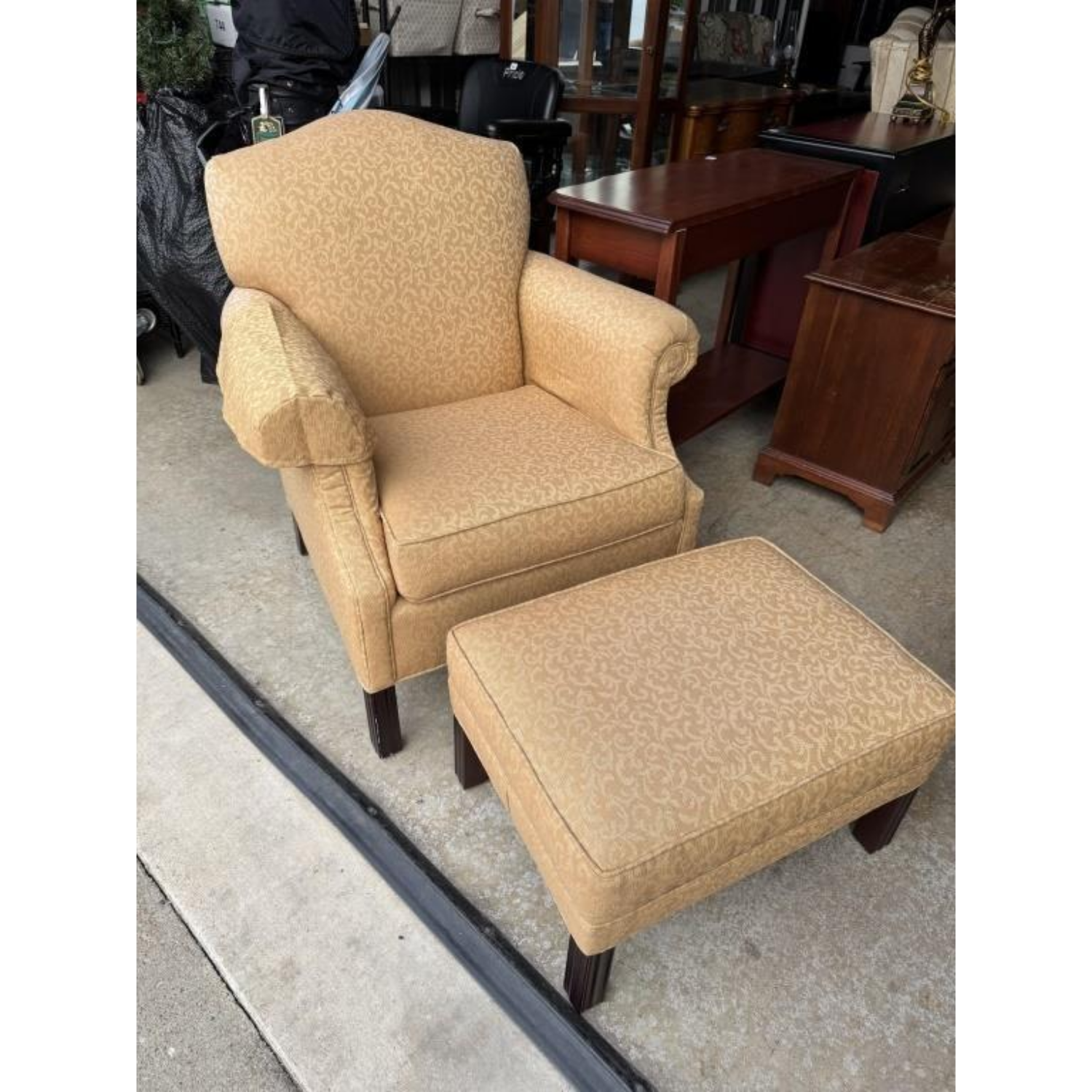 Free Delivery - Vintage Comfort Chair with Ottoman, Upholstered Accent Seating, Classic Design Image #1 | Ivy Store