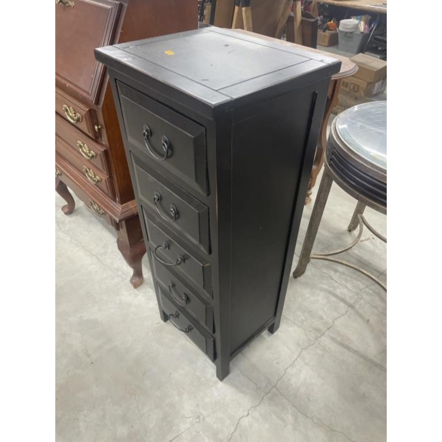 Free Delivery - Vintage Small Chest of Drawers Black Five-Drawer Nightstand Image #2 | Ivy Store