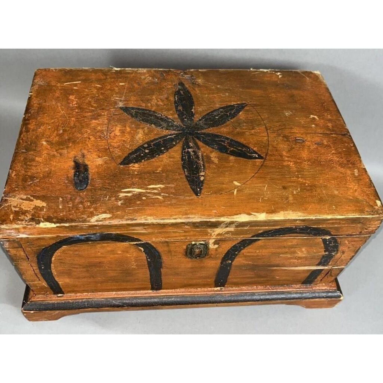 Free Delivery - Antique Miniature Dovetail Dower Chest with Decorative Paint image | Ivy Store