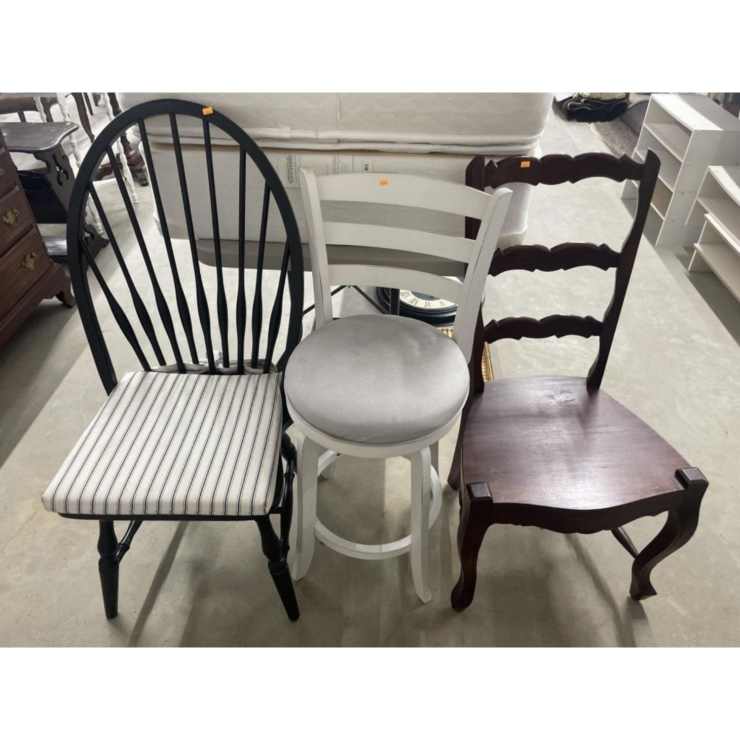 Free Delivery - Vintage Chairs Set of 3, Antique Wooden Dining Seating, Rustic Accent Chairs, MCM Kitchen Furniture Image #1 | Ivy Store