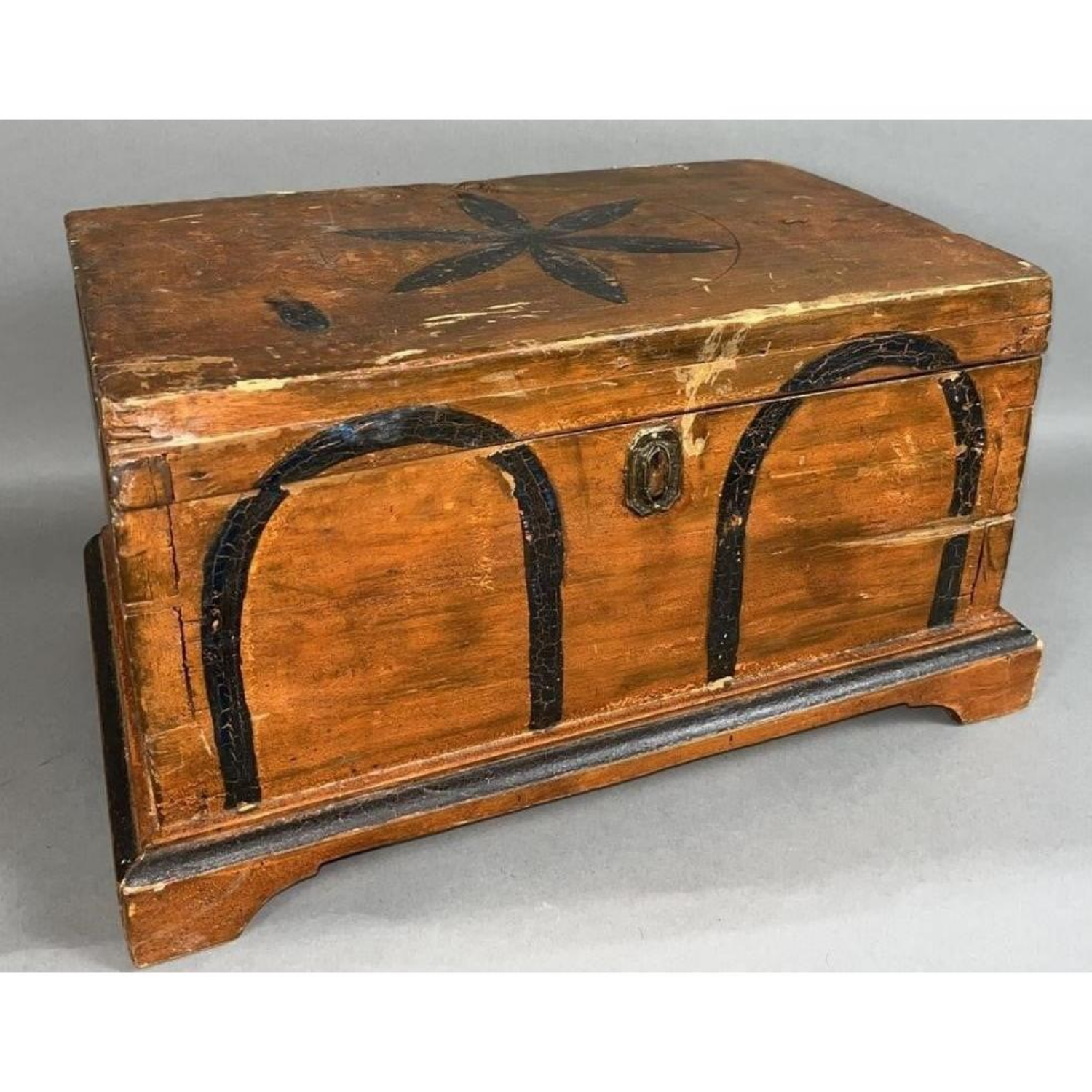 Free Delivery - Antique Miniature Dovetail Dower Chest with Decorative Paint image | Ivy Store