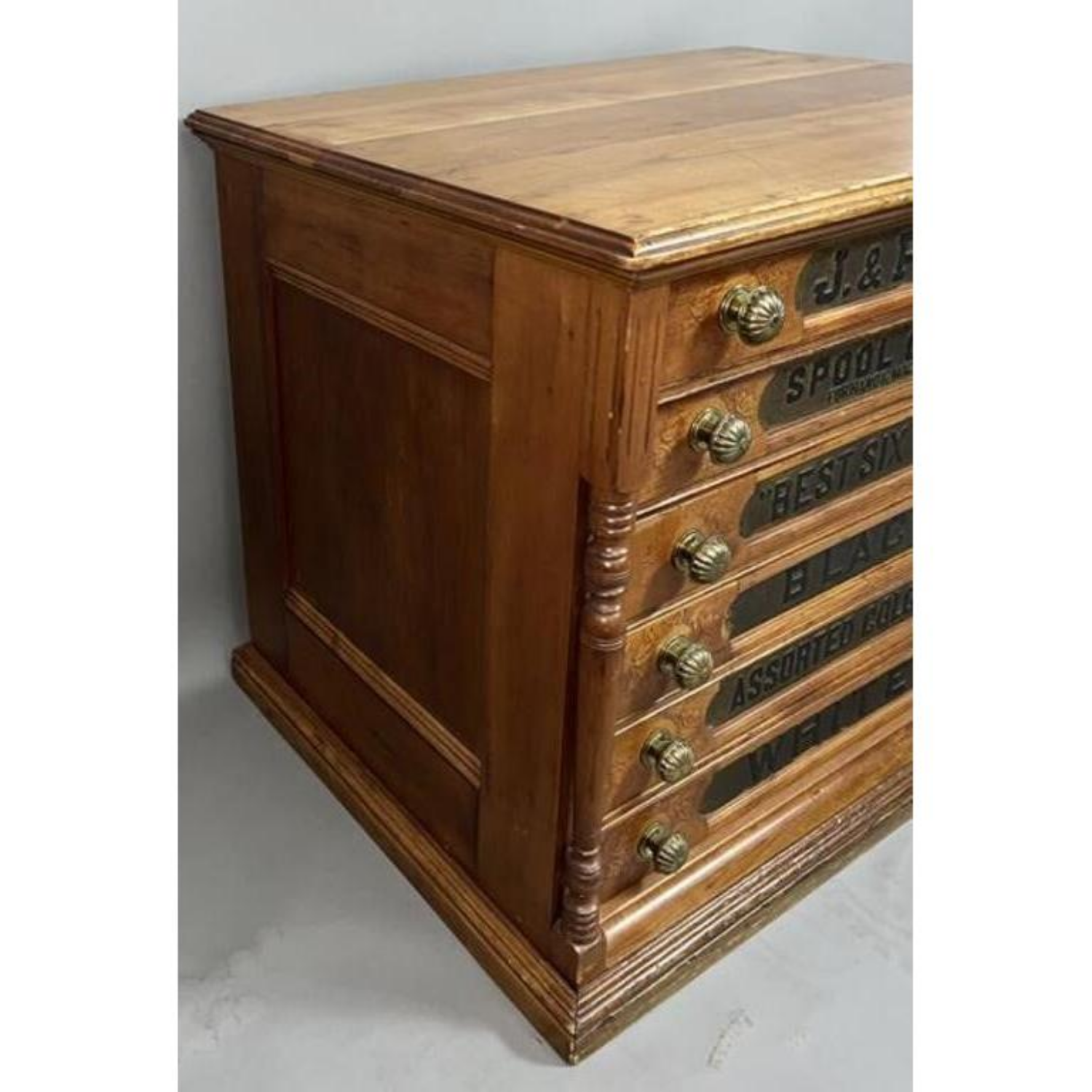 Free Delivery - Large Antique J & P Coats Cherry Spool Cabinet Display Image #2 | Ivy Store