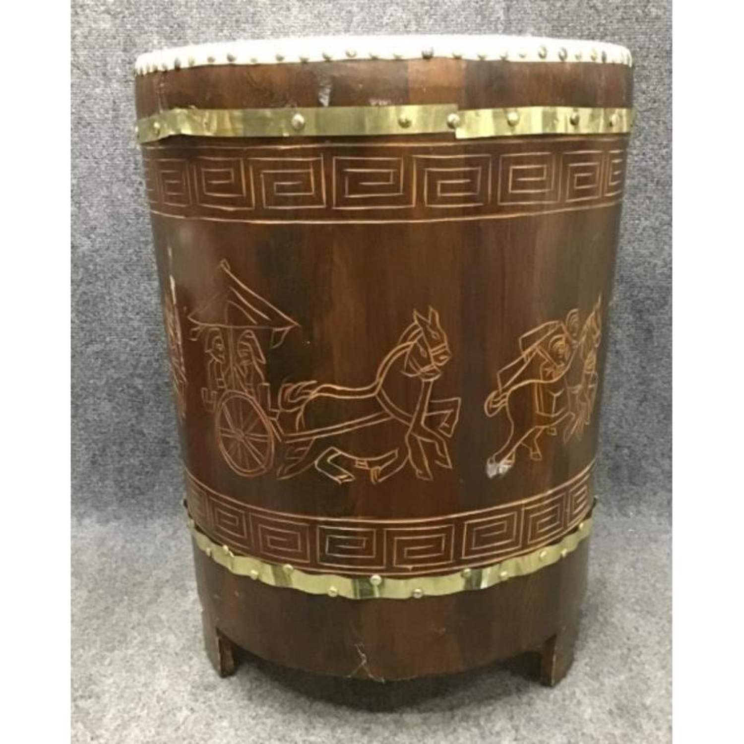 Free Delivery - Vintage 1950s Oriental Drum Table Round Side Accent Piece Image #1 | Ivy Store