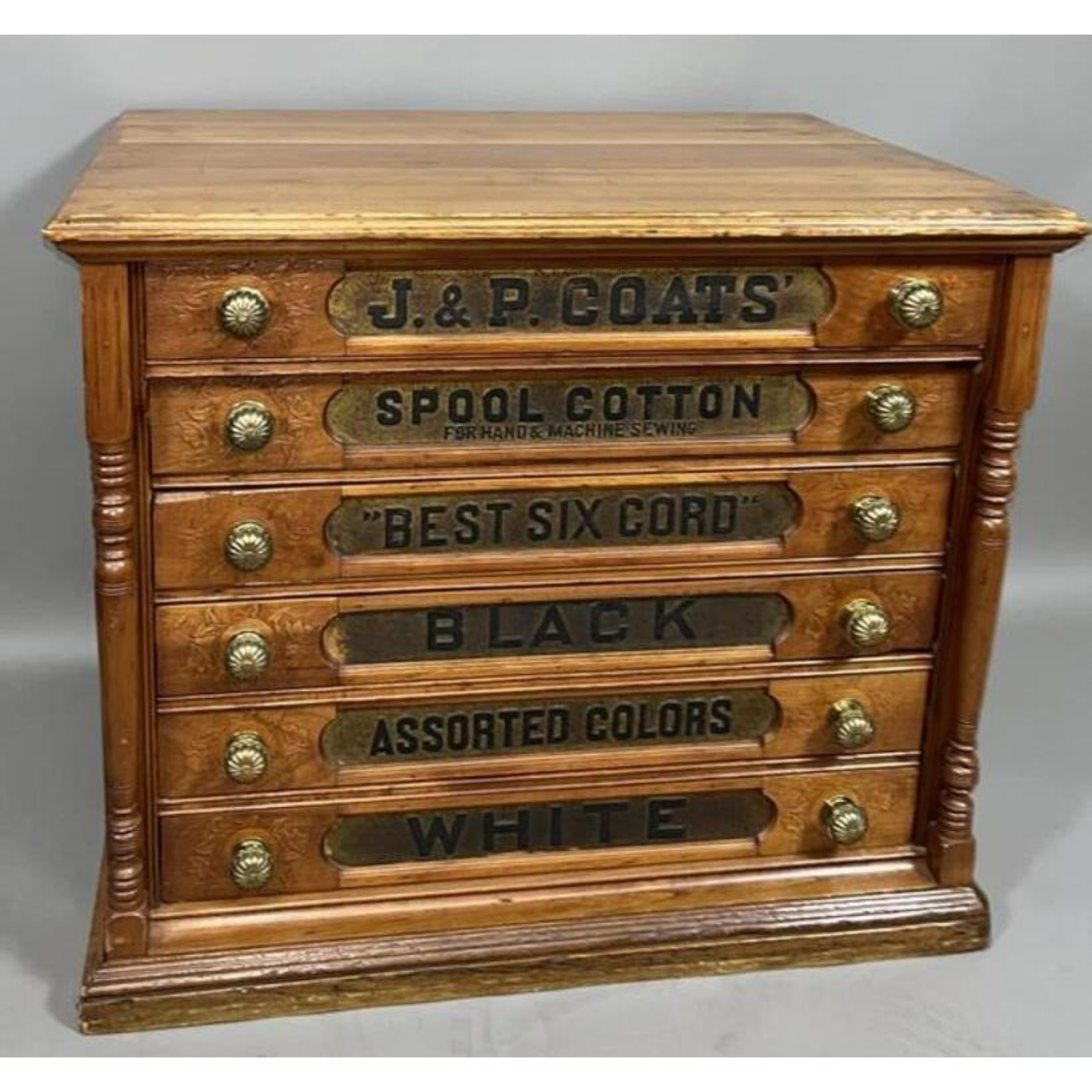 Free Delivery - Large Antique J & P Coats Cherry Spool Cabinet Display Image #1 | Ivy Store