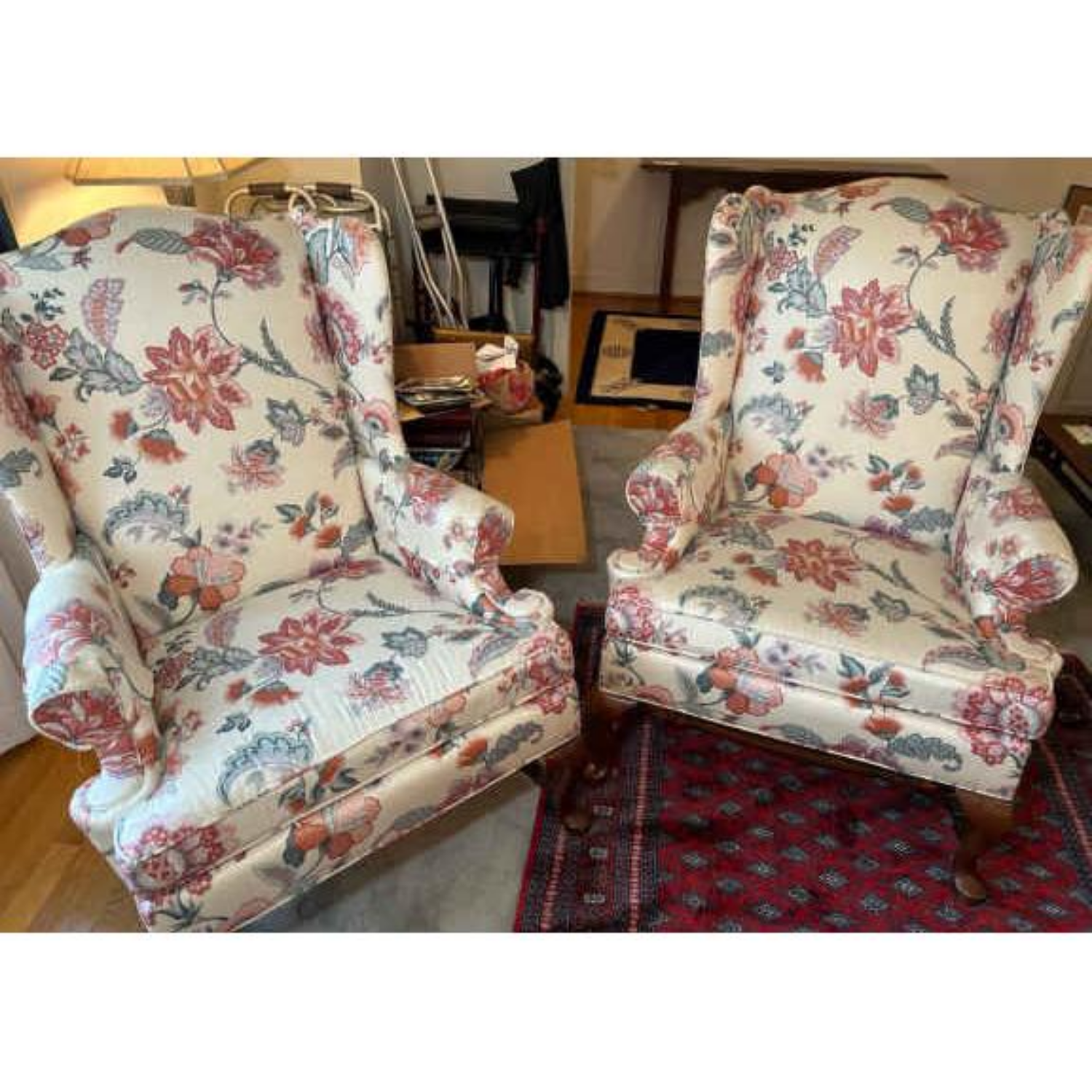 Free Delivery - Pair of Thomasville Floral Wingback Chairs image | Ivy Store