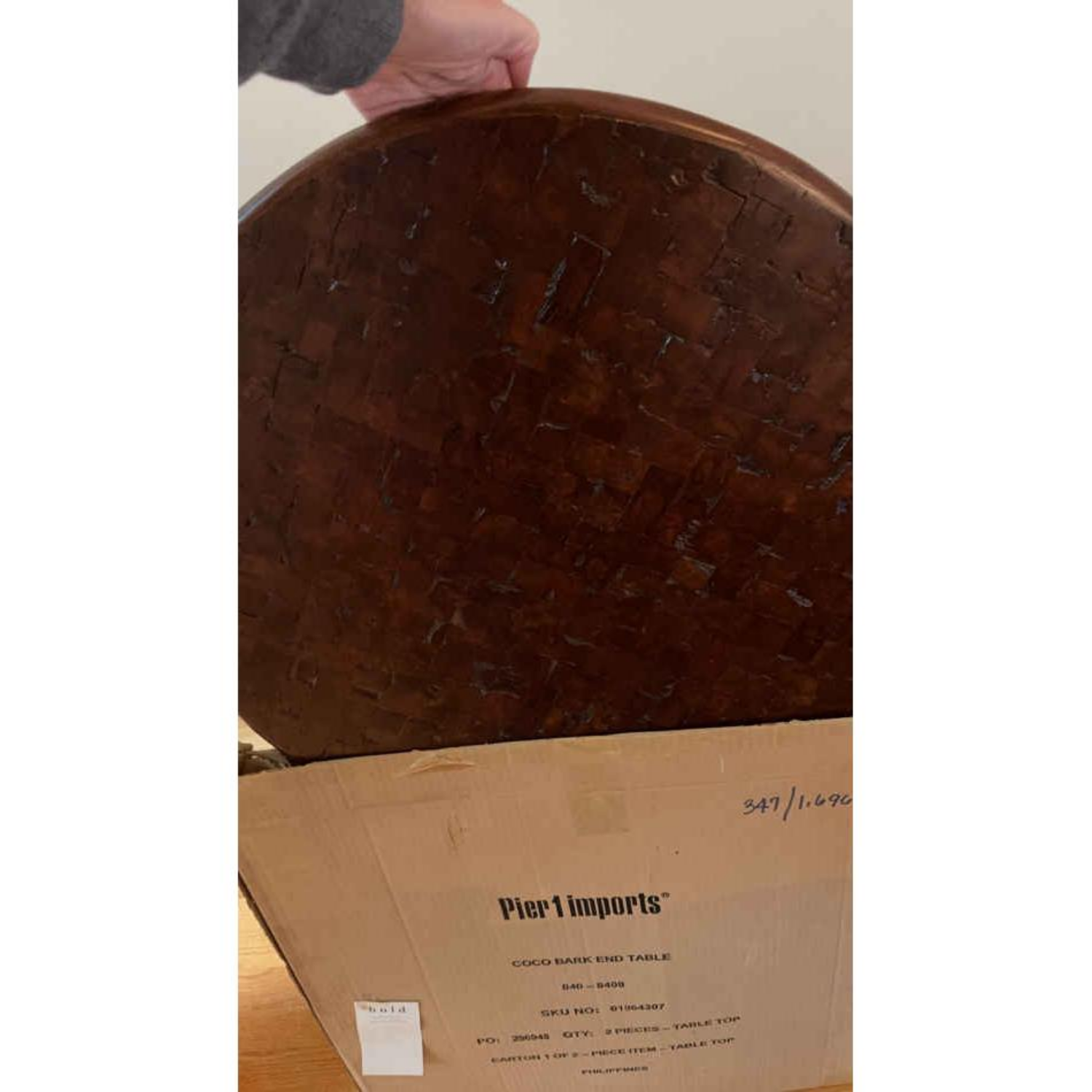 Free Delivery - Pier One Coco Bark Table Set with Replacement Tops image | Ivy Store