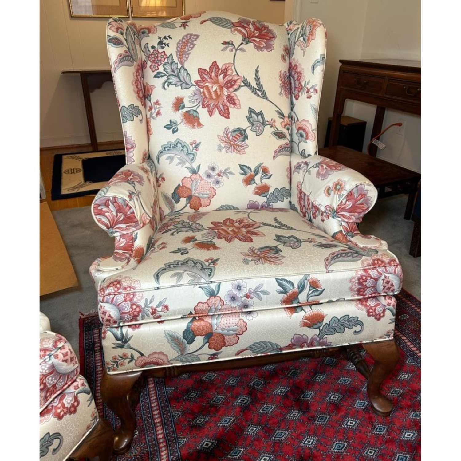 Free Delivery - Pair of Thomasville Floral Wingback Chairs image | Ivy Store
