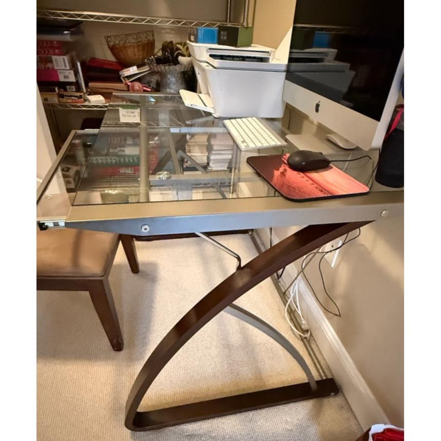 Free Delivery - Glass Top and Wooden Desk with Chair for Home Office image | Ivy Store