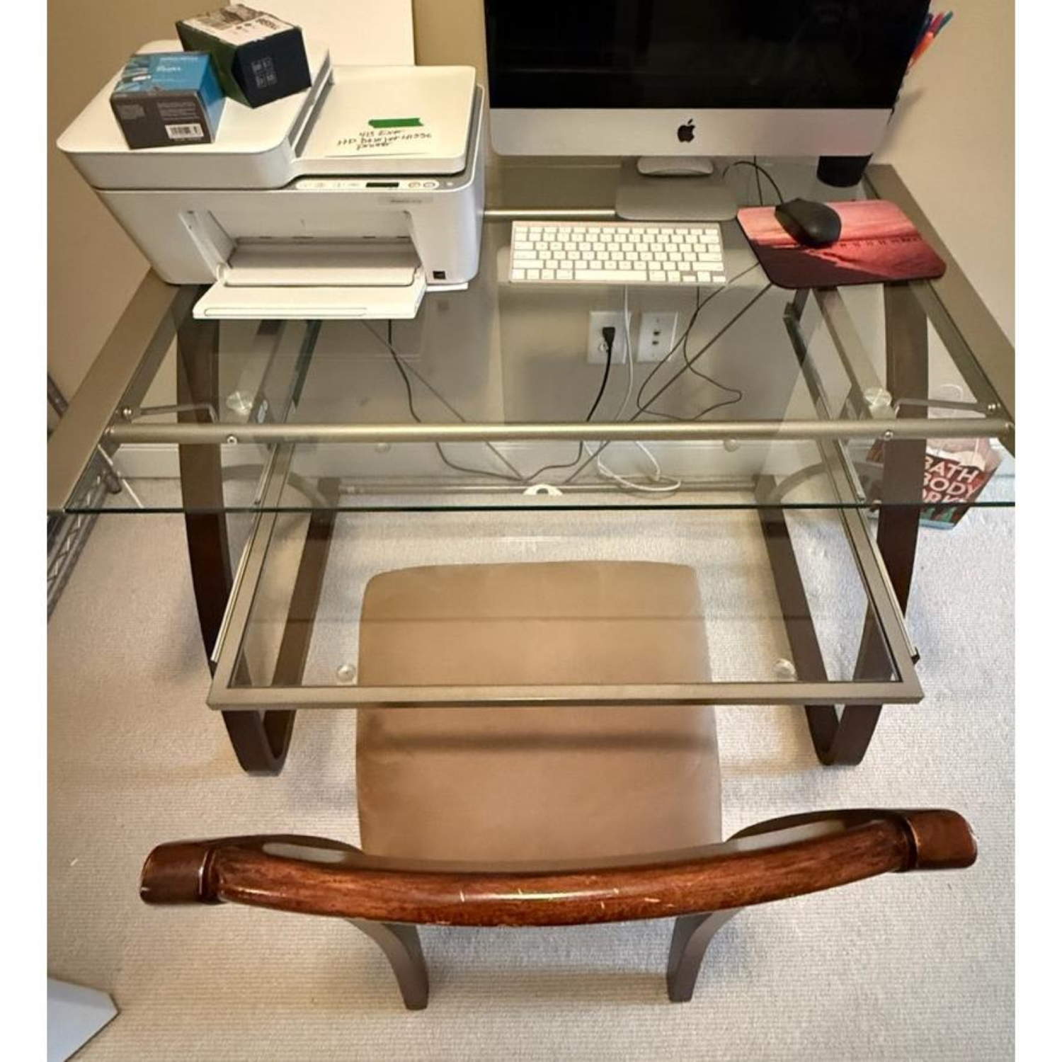 Free Delivery - Glass Top and Wooden Desk with Chair for Home Office image | Ivy Store